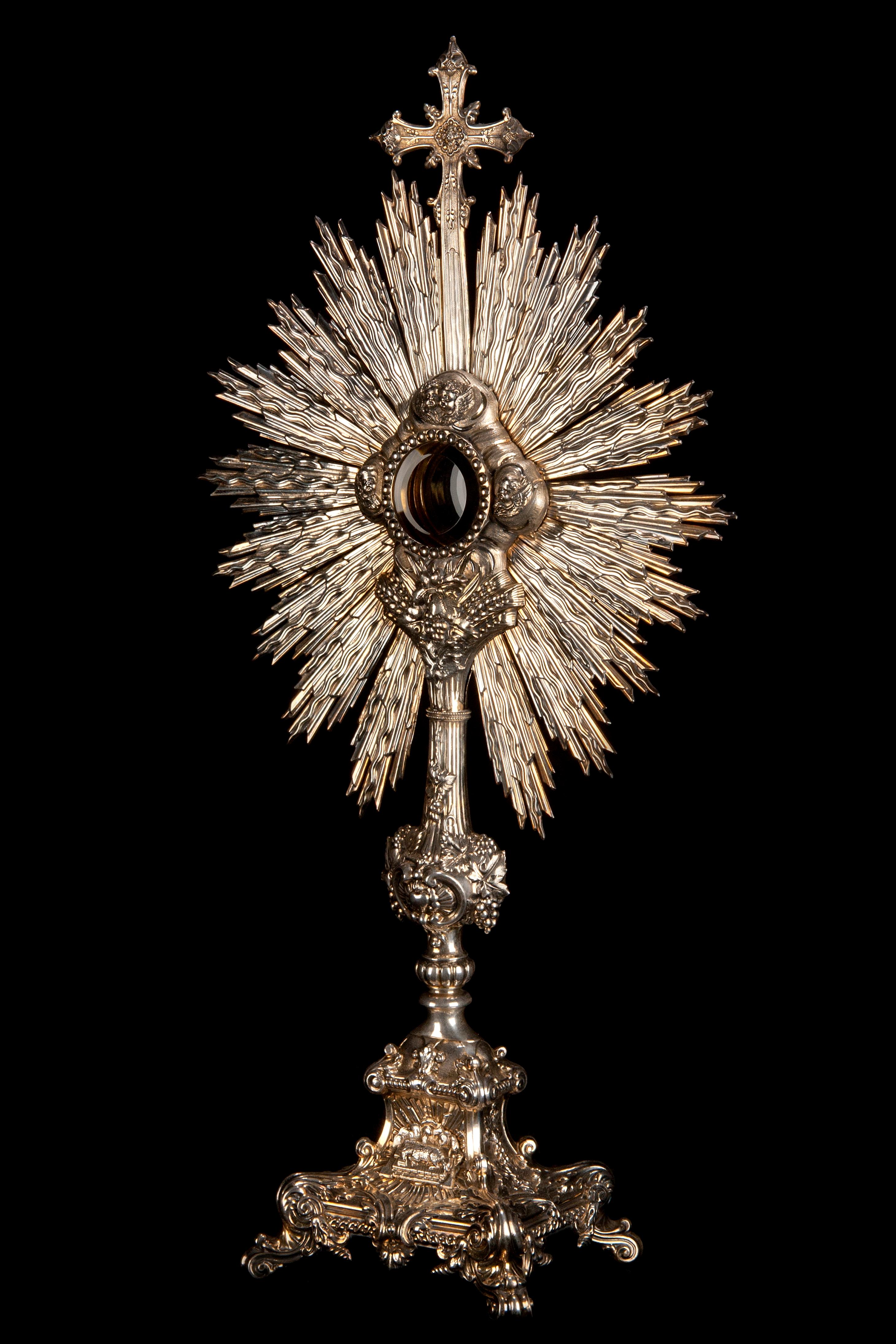 French Stunning Silver Monstrance, France, 19th Century For Sale