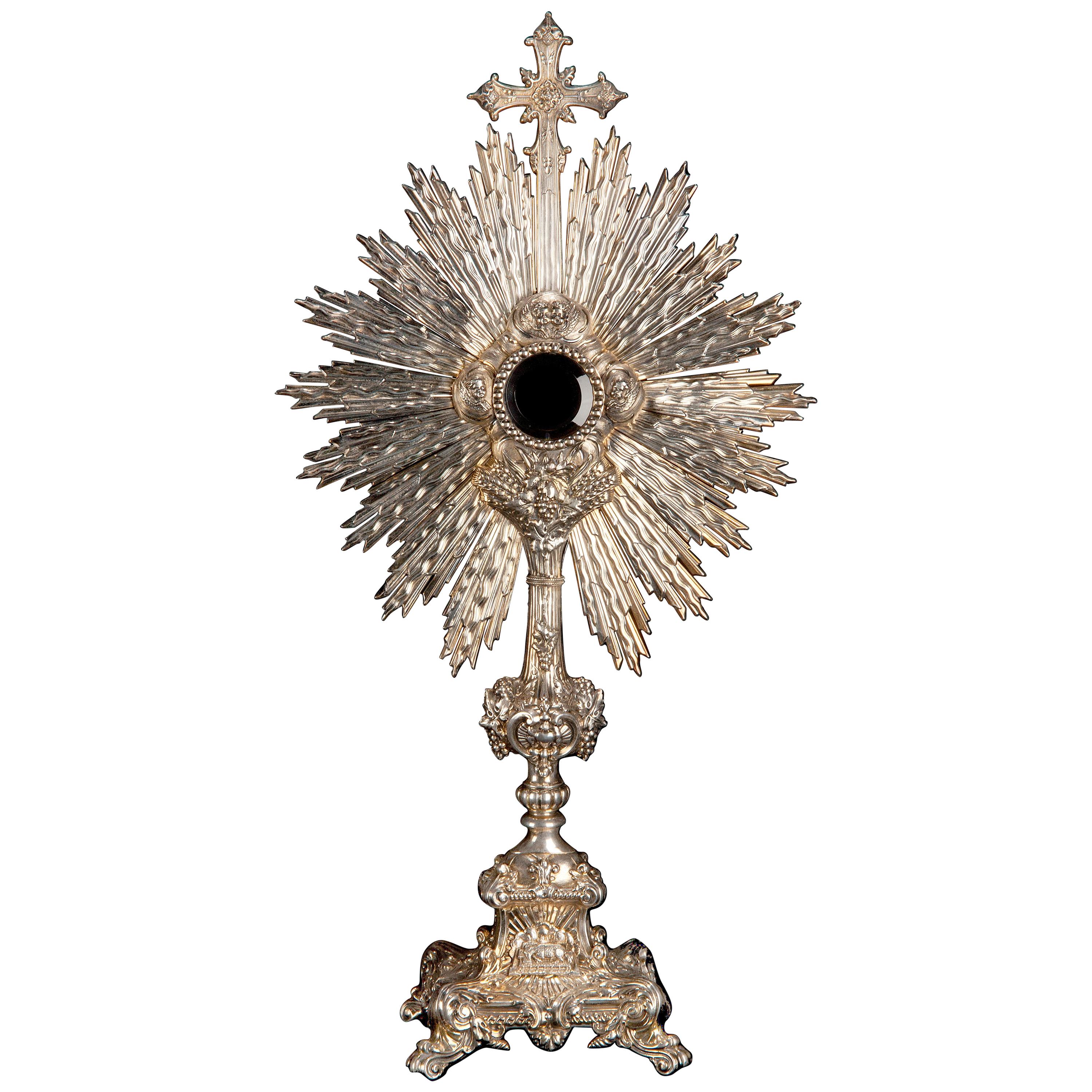 Stunning Silver Monstrance, France, 19th Century For Sale