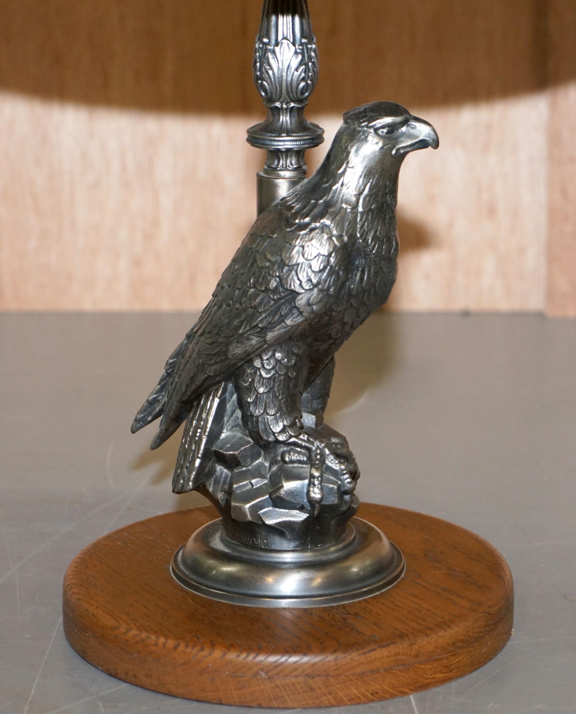 Stunning Silver Plated American Eagle with Marble-Top Side End Lamp Wine Table For Sale 2