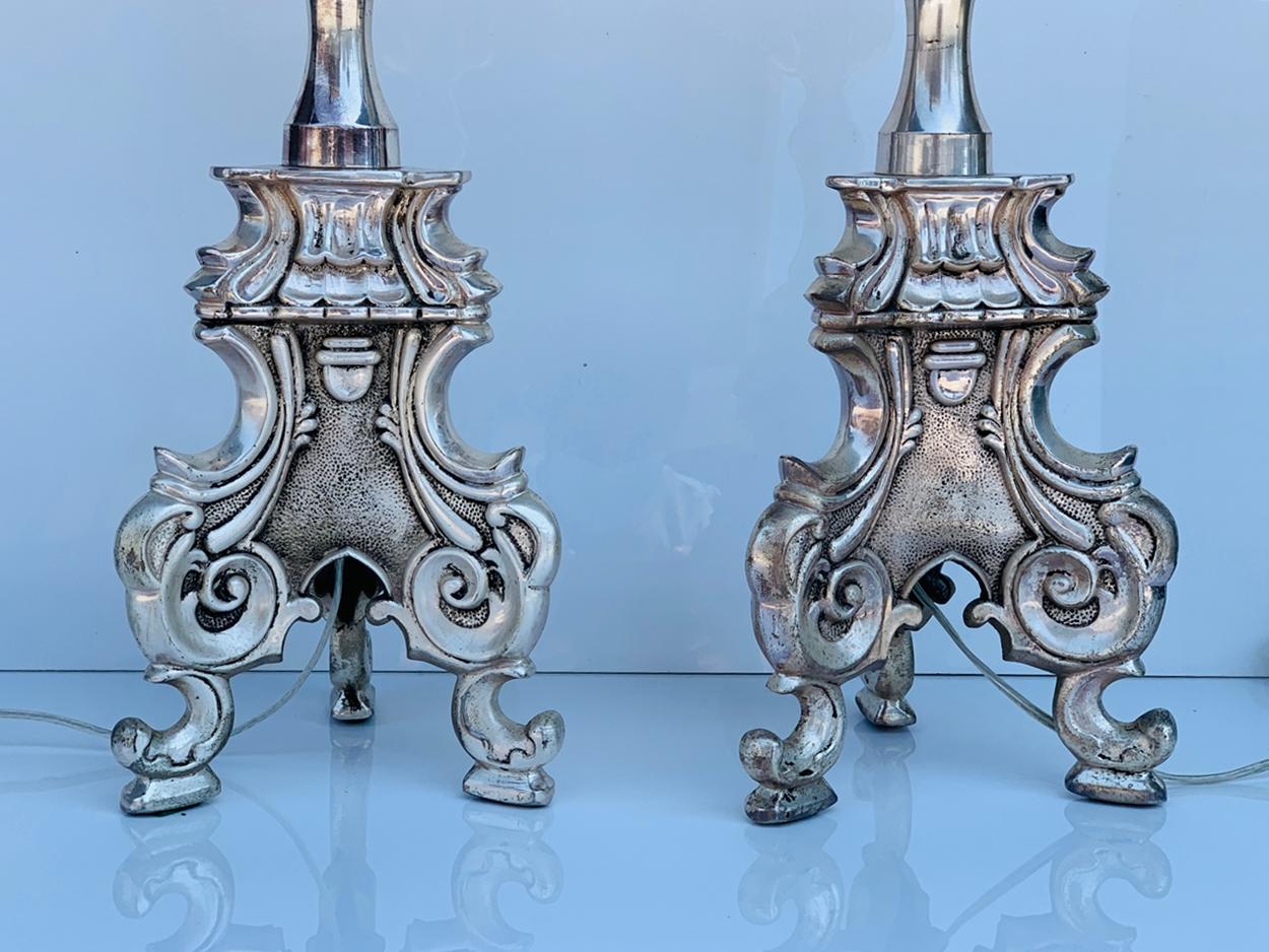 Stunning Silver Plated Table Lamps For Sale 3