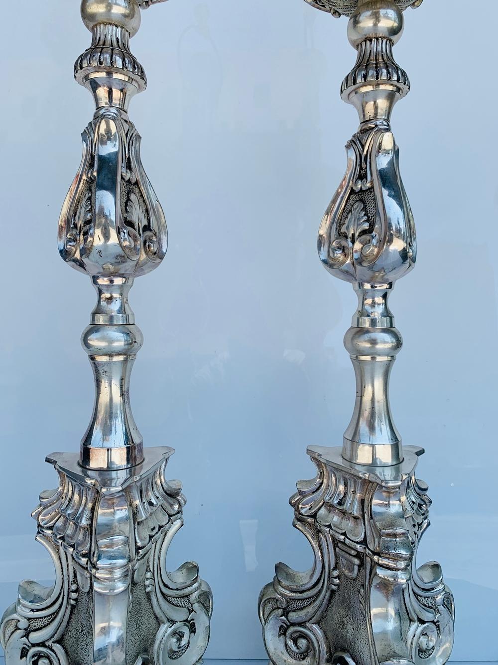 English Stunning Silver Plated Table Lamps For Sale