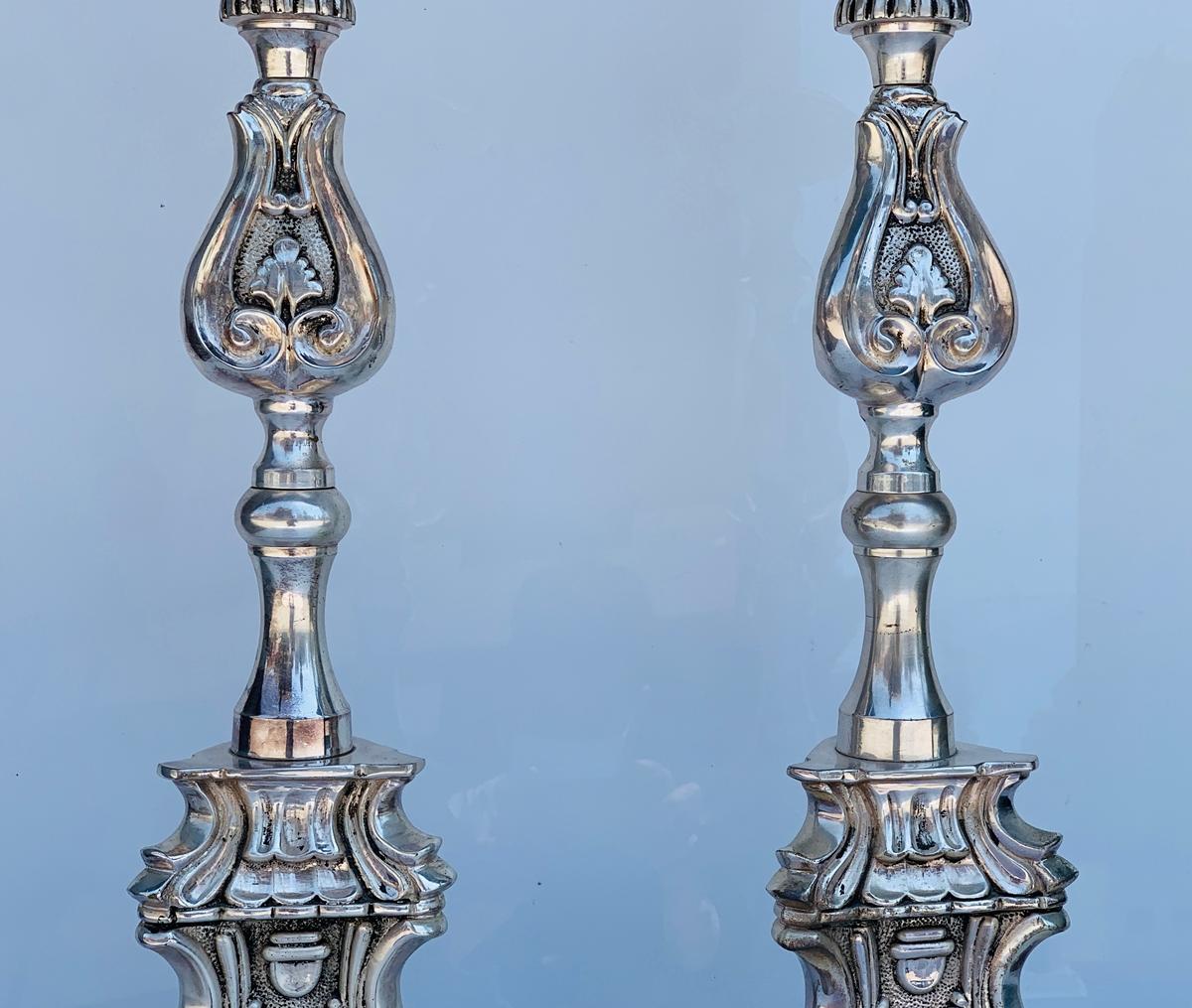 Stunning Silver Plated Table Lamps For Sale 2