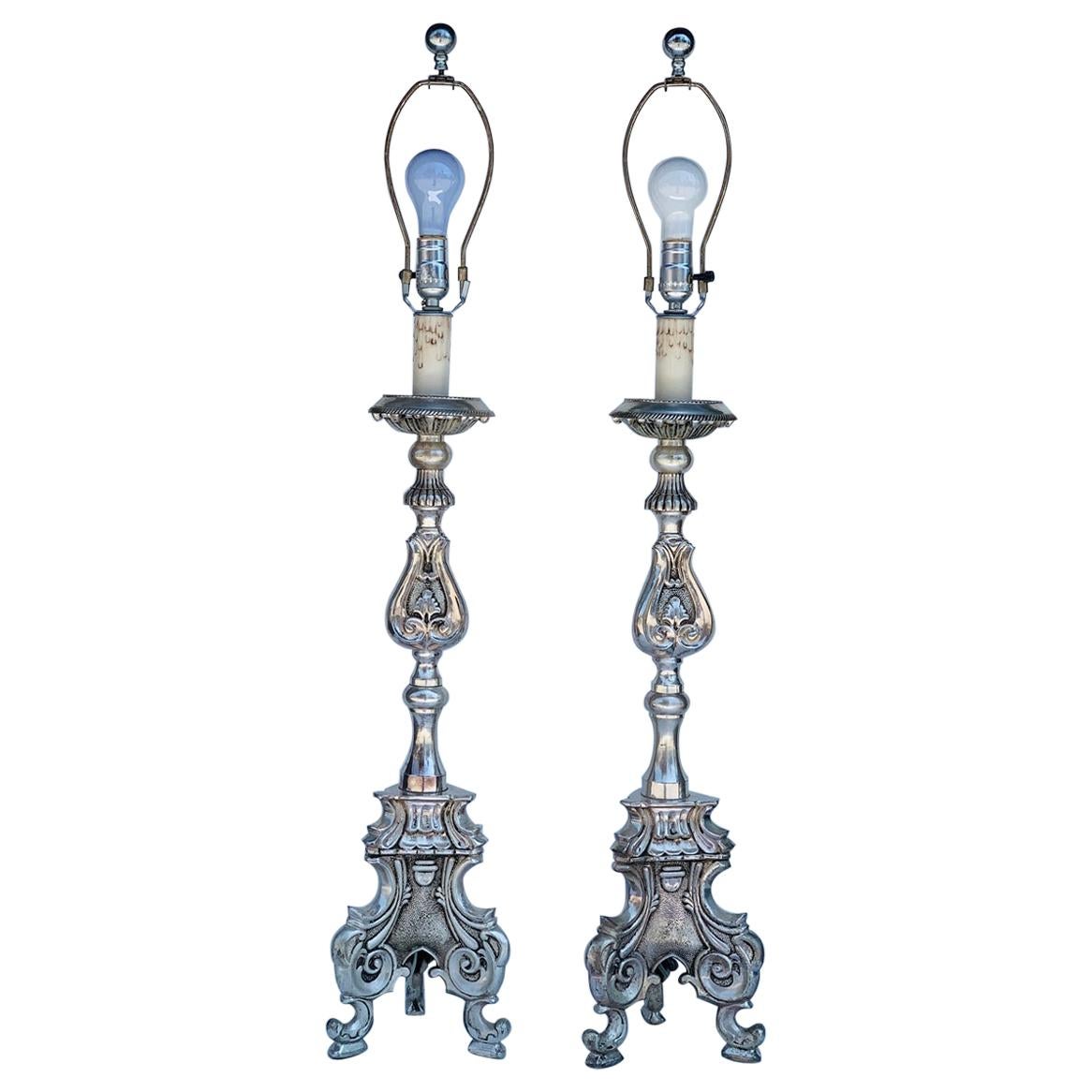 Stunning Silver Plated Table Lamps For Sale