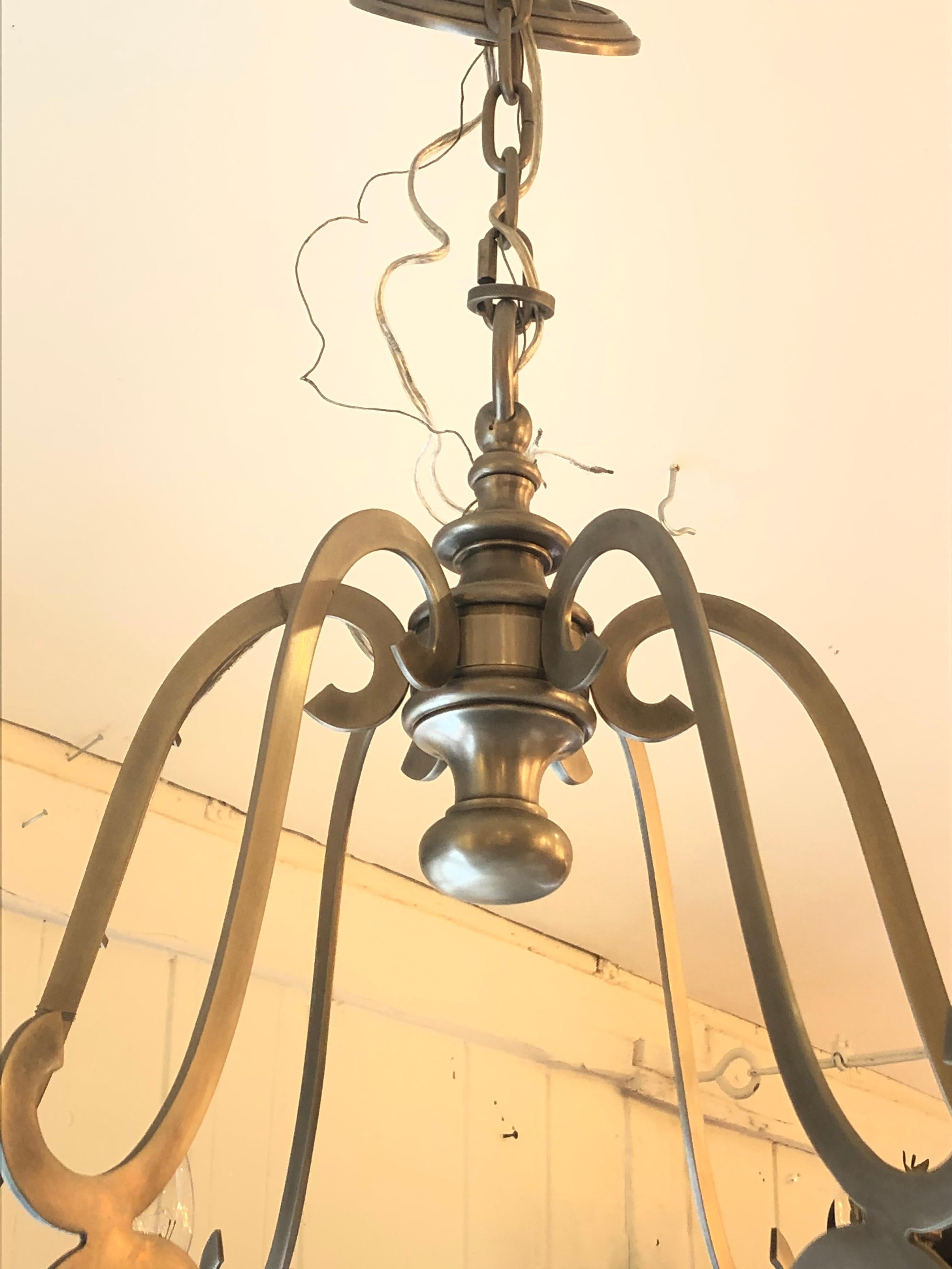 Stunning Silver Steel Traditional Chandelier In Excellent Condition For Sale In Hopewell, NJ