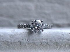 Stunning Simple Vintage 18 Karat Gold Micro Pave Diamond Ring Engagement Ring