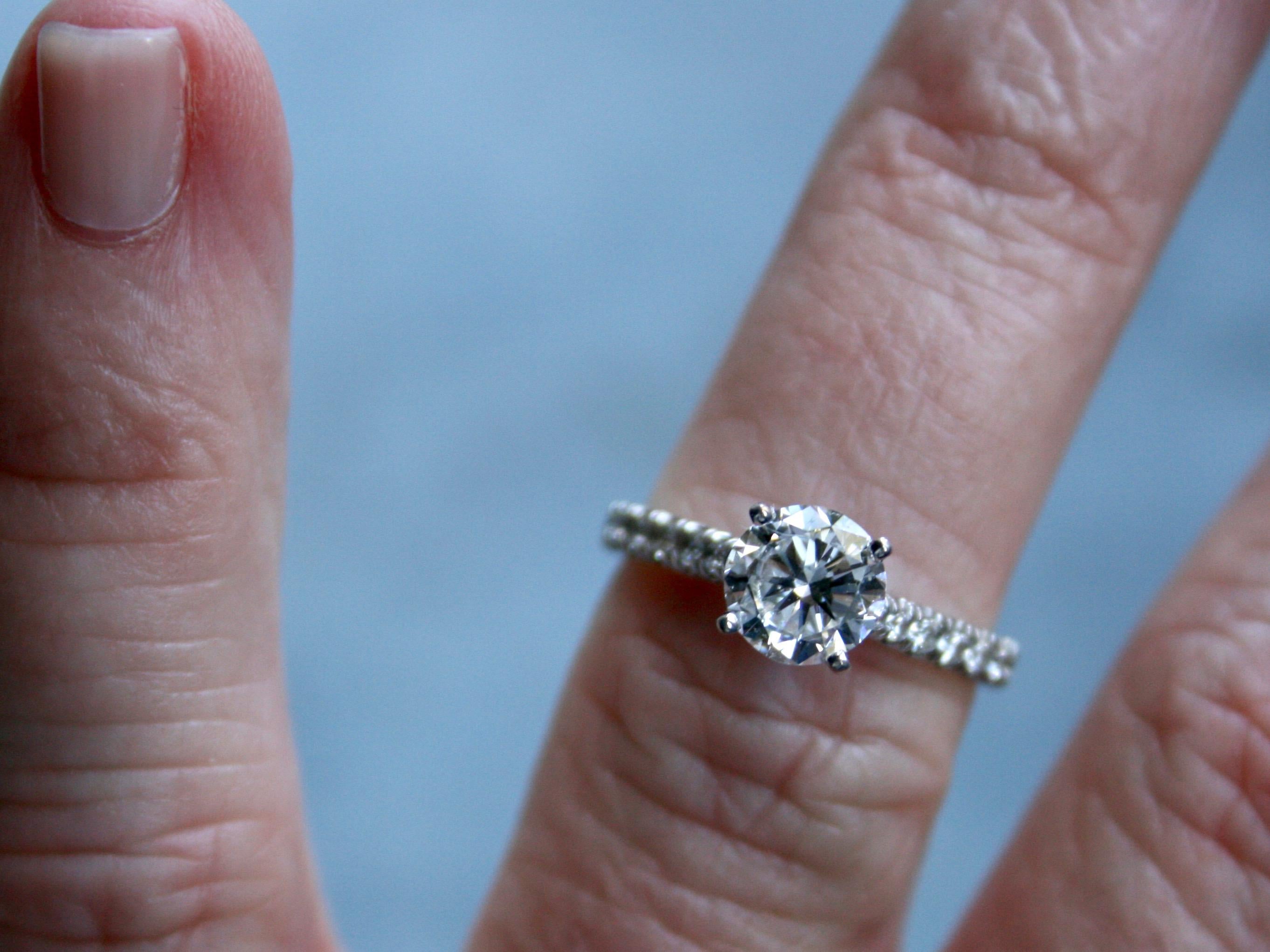 Round Cut Stunning Simple Vintage 18 Karat Gold Micro Pave Diamond Ring Engagement Ring For Sale