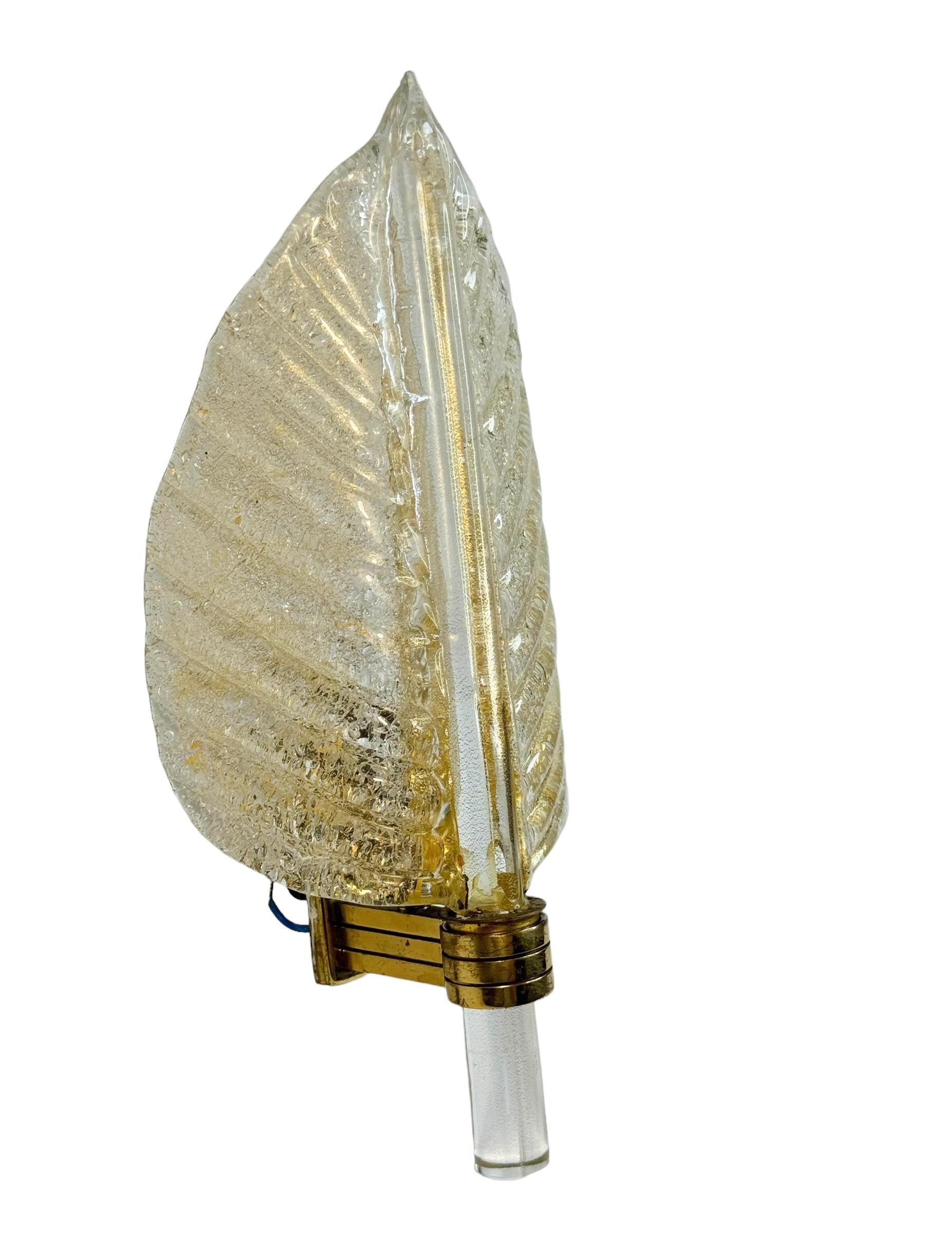 Mid-Century Modern Superbes appliques à feuilles de Murano par Barovier Toso, Italie, années 1960 en vente