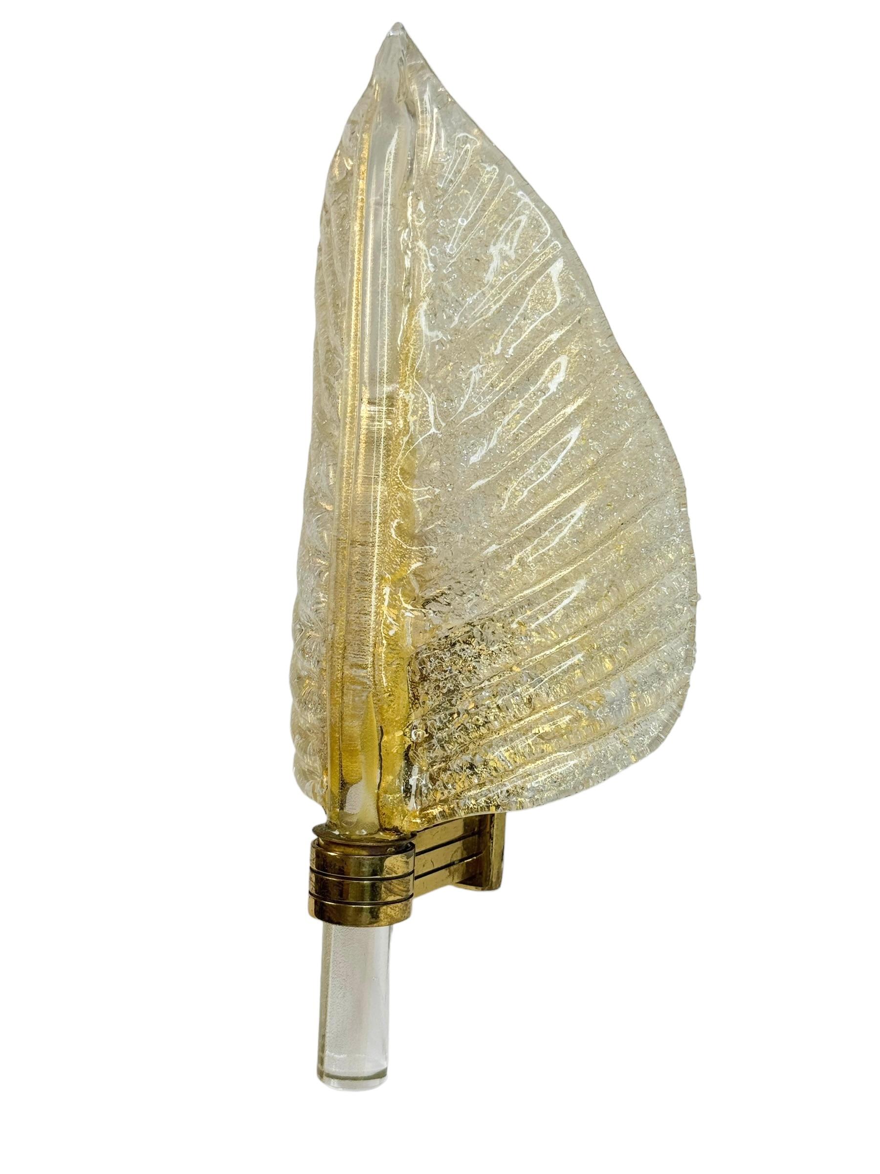 italien Superbes appliques à feuilles de Murano par Barovier Toso, Italie, années 1960 en vente