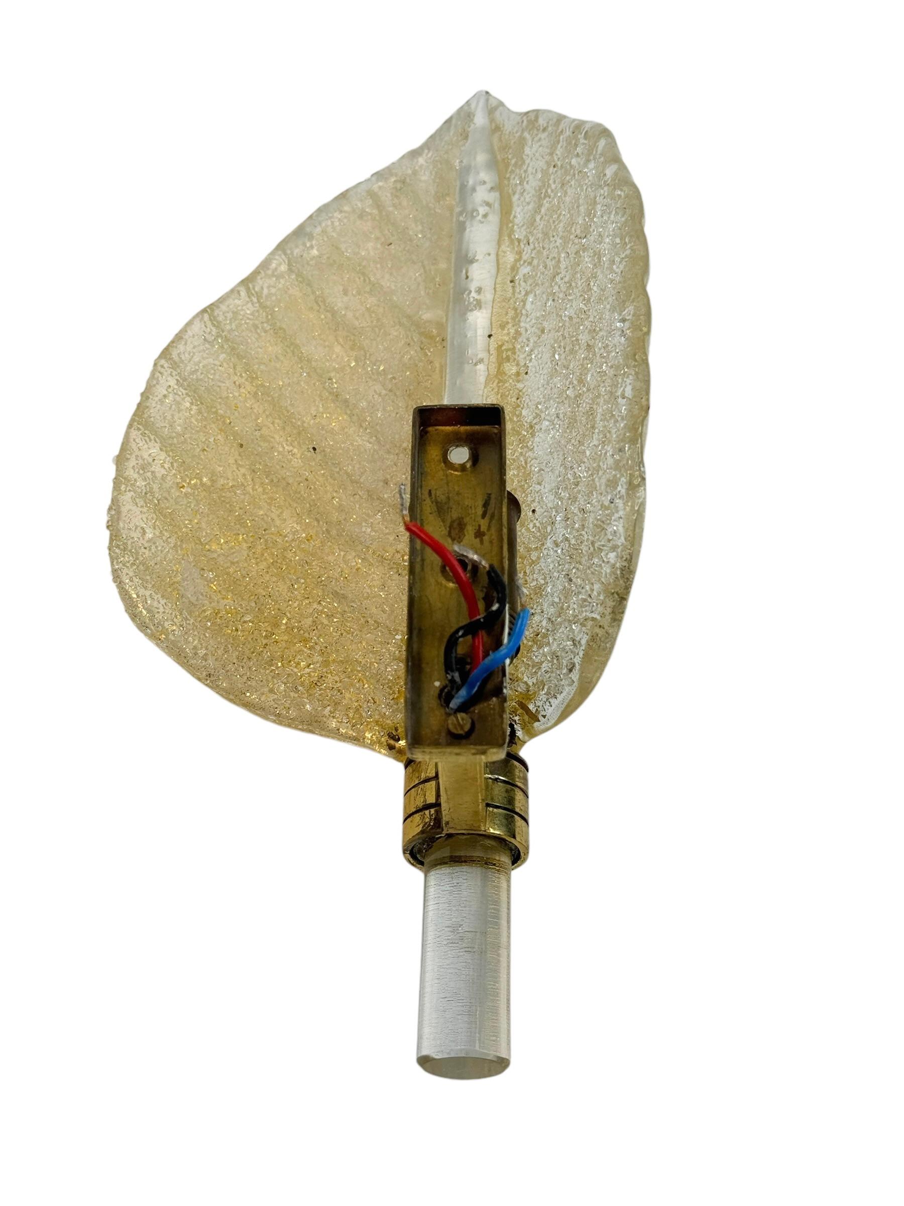 Métal Superbes appliques à feuilles de Murano par Barovier Toso, Italie, années 1960 en vente