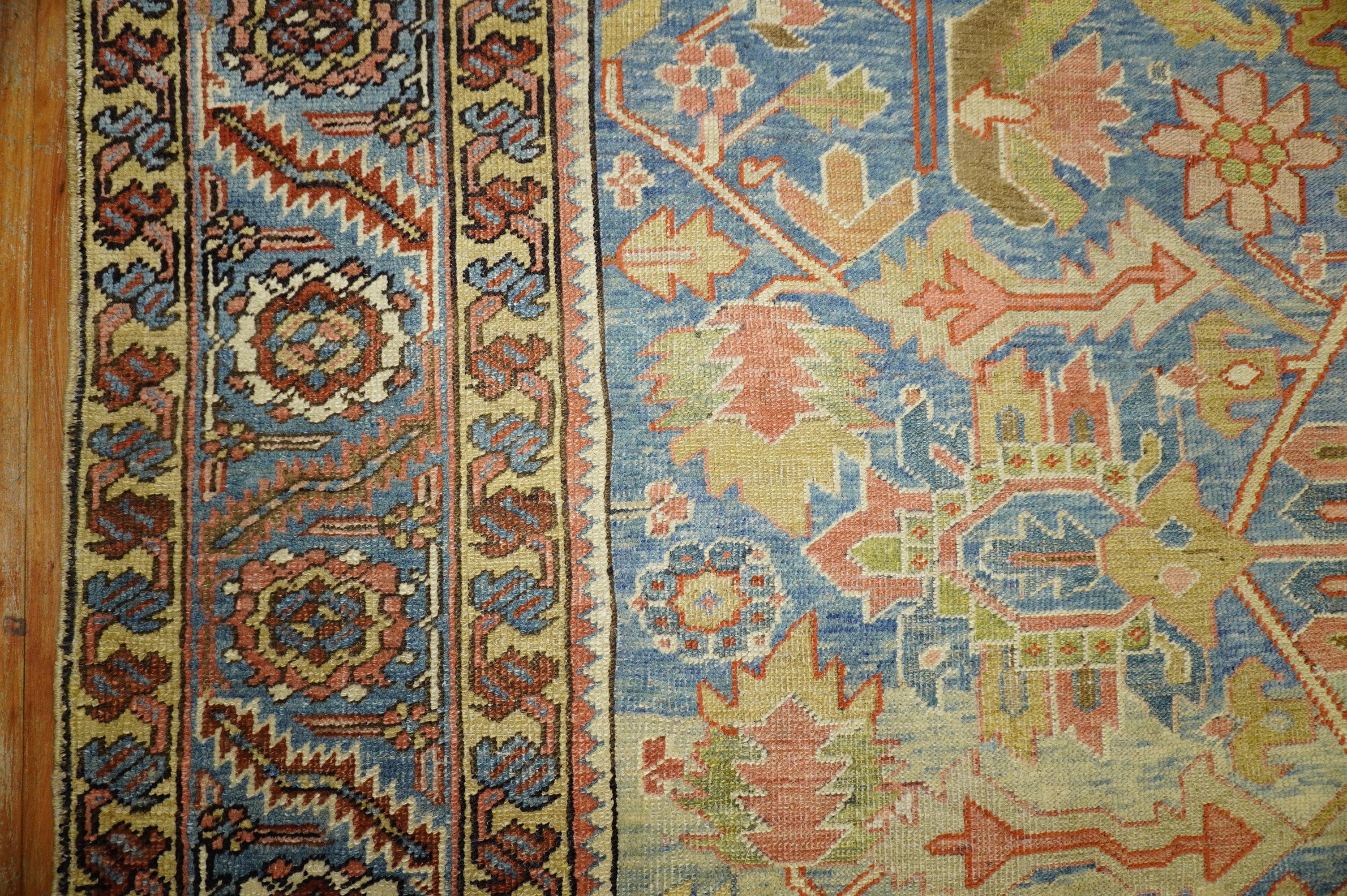 Wool Stunning Sky Blue Antique Persian Heriz Rug