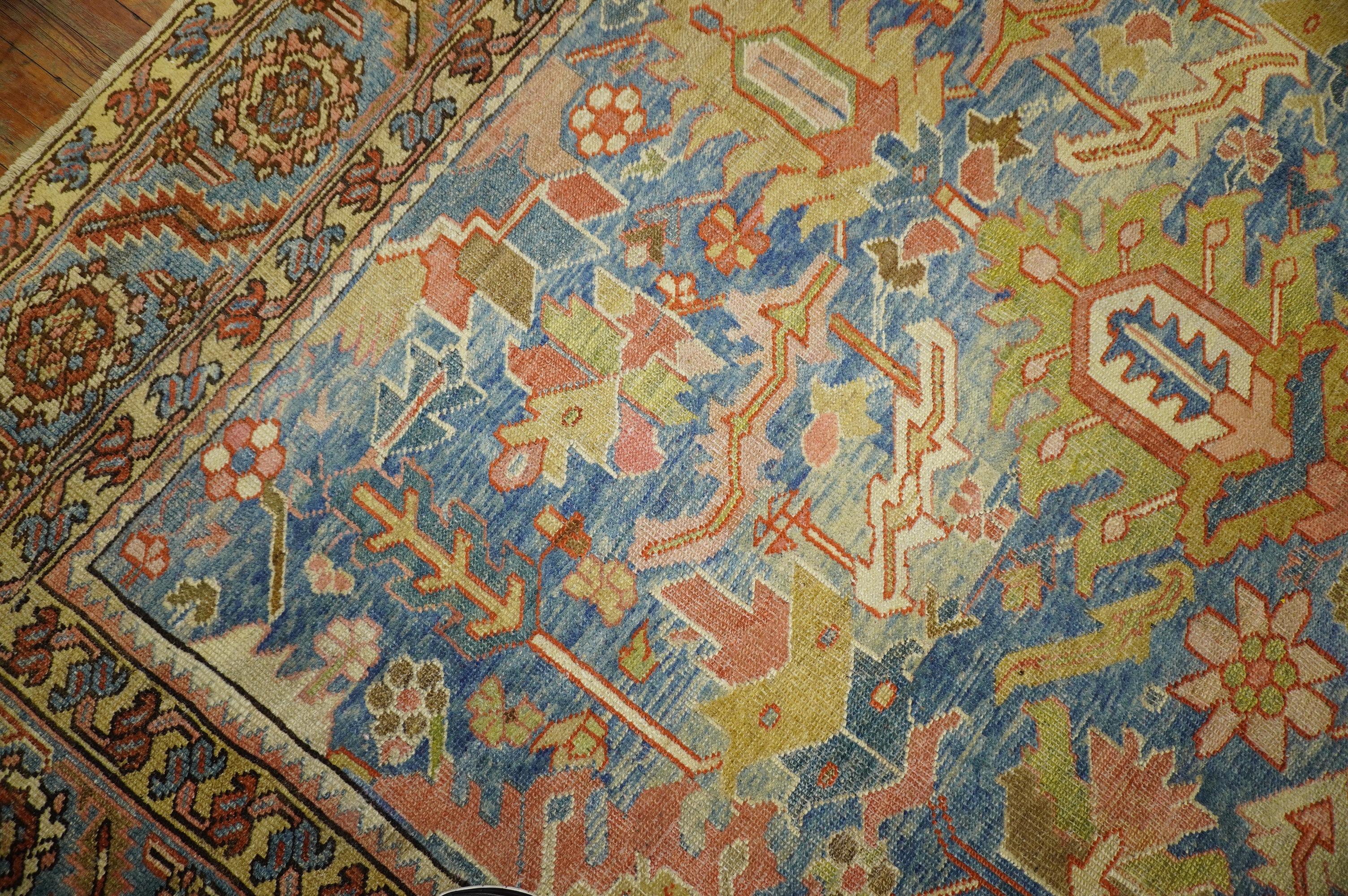 Stunning Sky Blue Antique Persian Heriz Rug 2