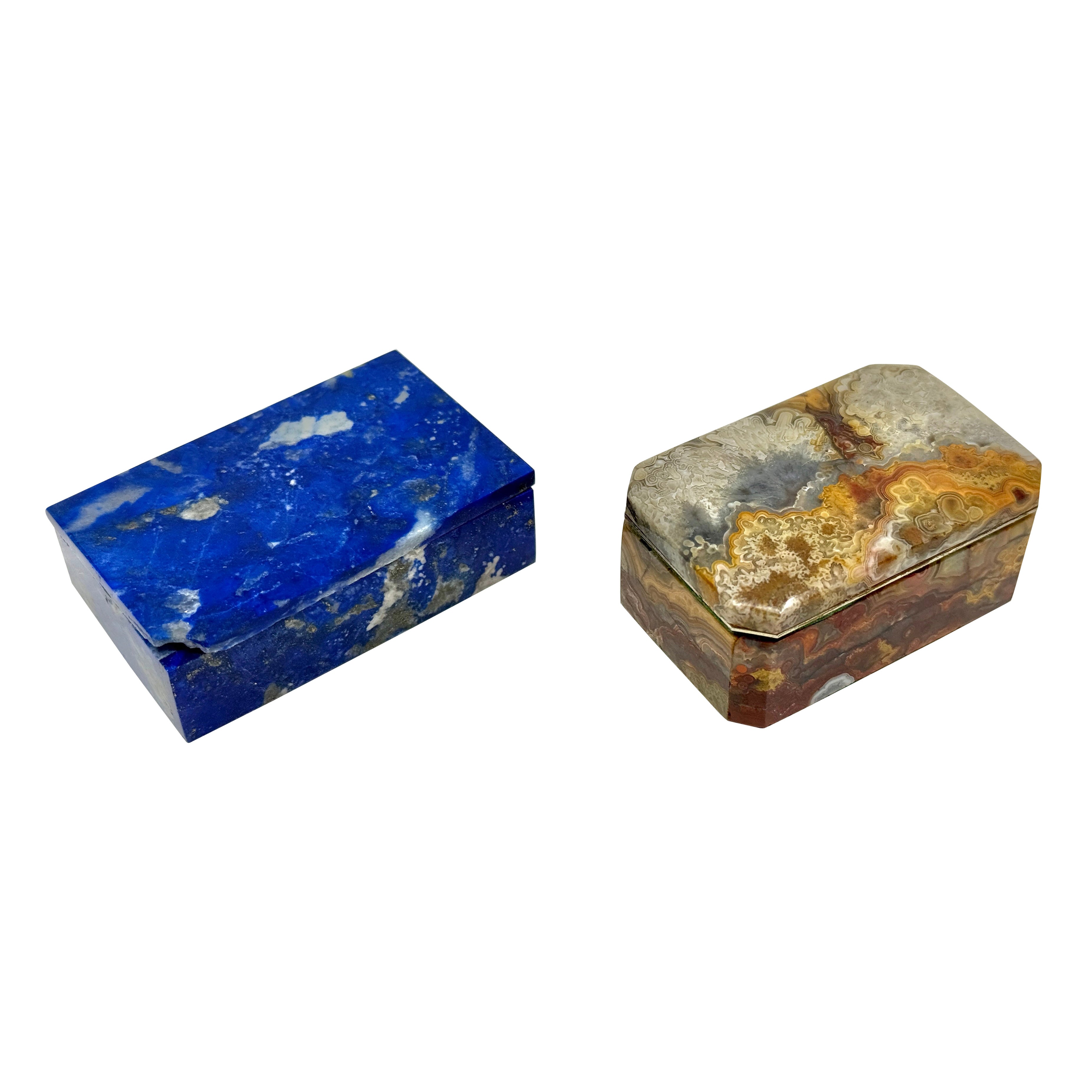Superbes boîtes en agate et lapis