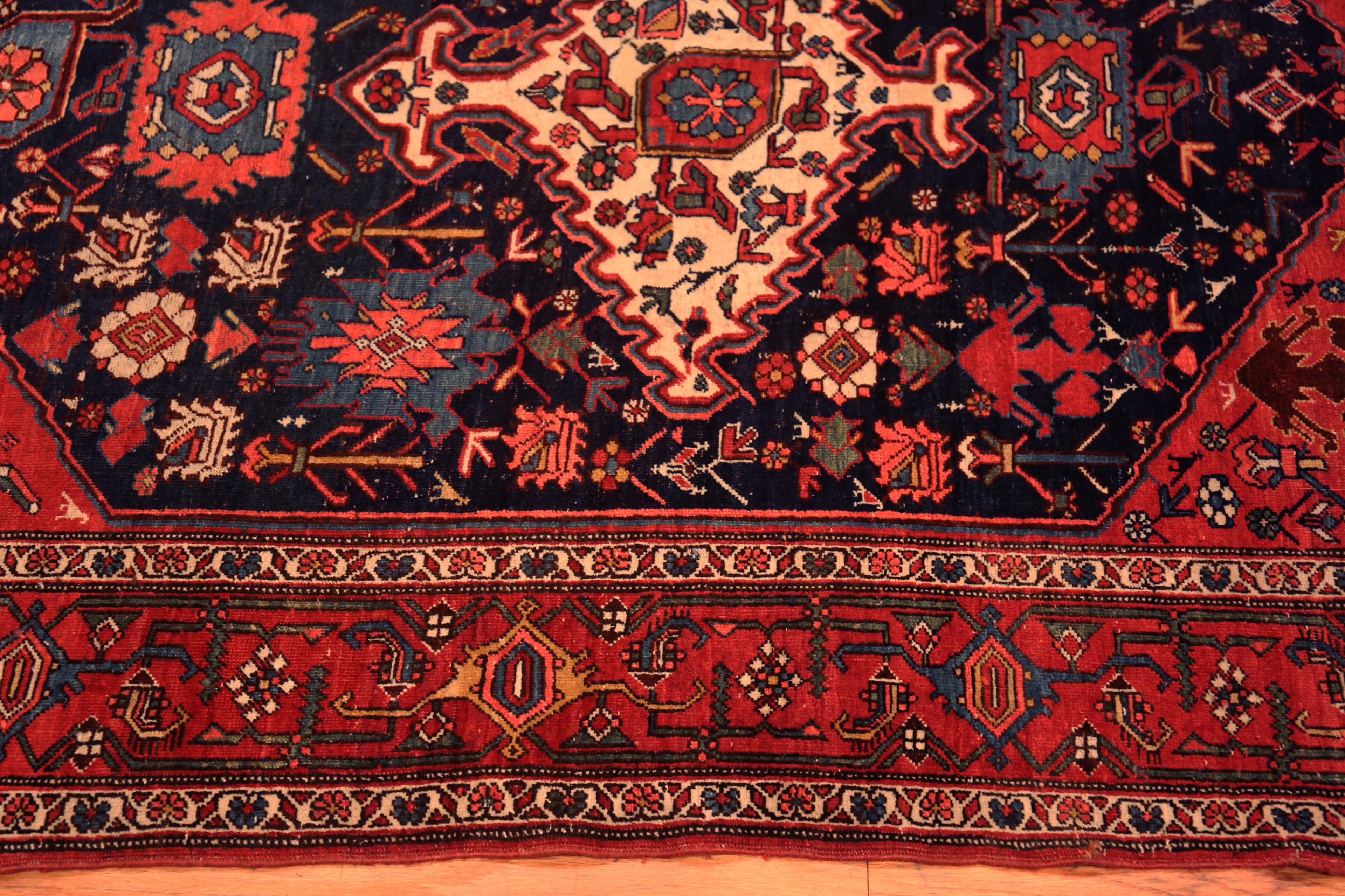 Stunning Small Durable Antique Tribal Harshang Design Persian Bidjar Area Rug, Country of origin: Persian Rugs, Circa date: 1900