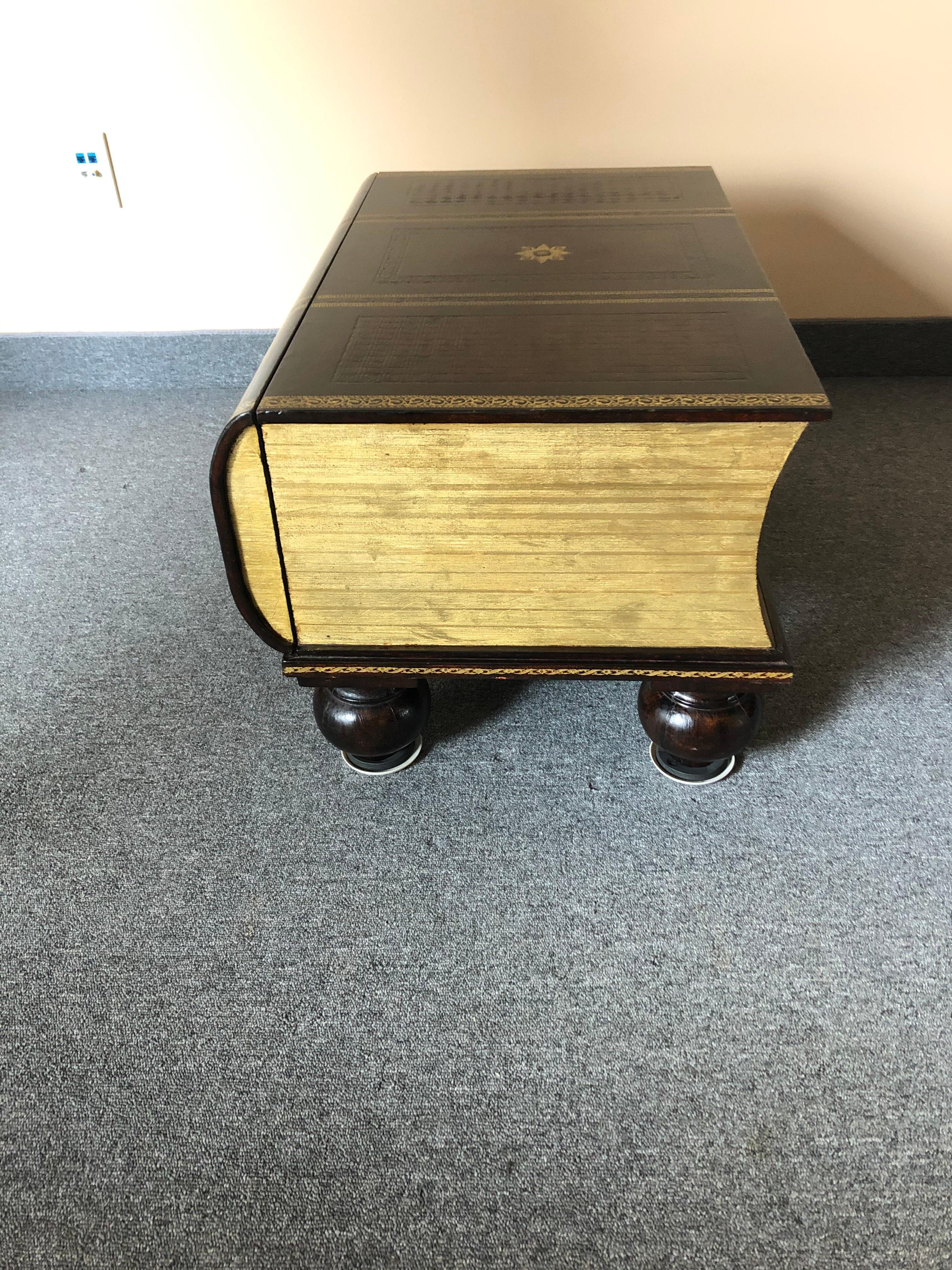 Philippine Stunning Small Book Motif Cocktail Table with Drawer by Maitland Smith