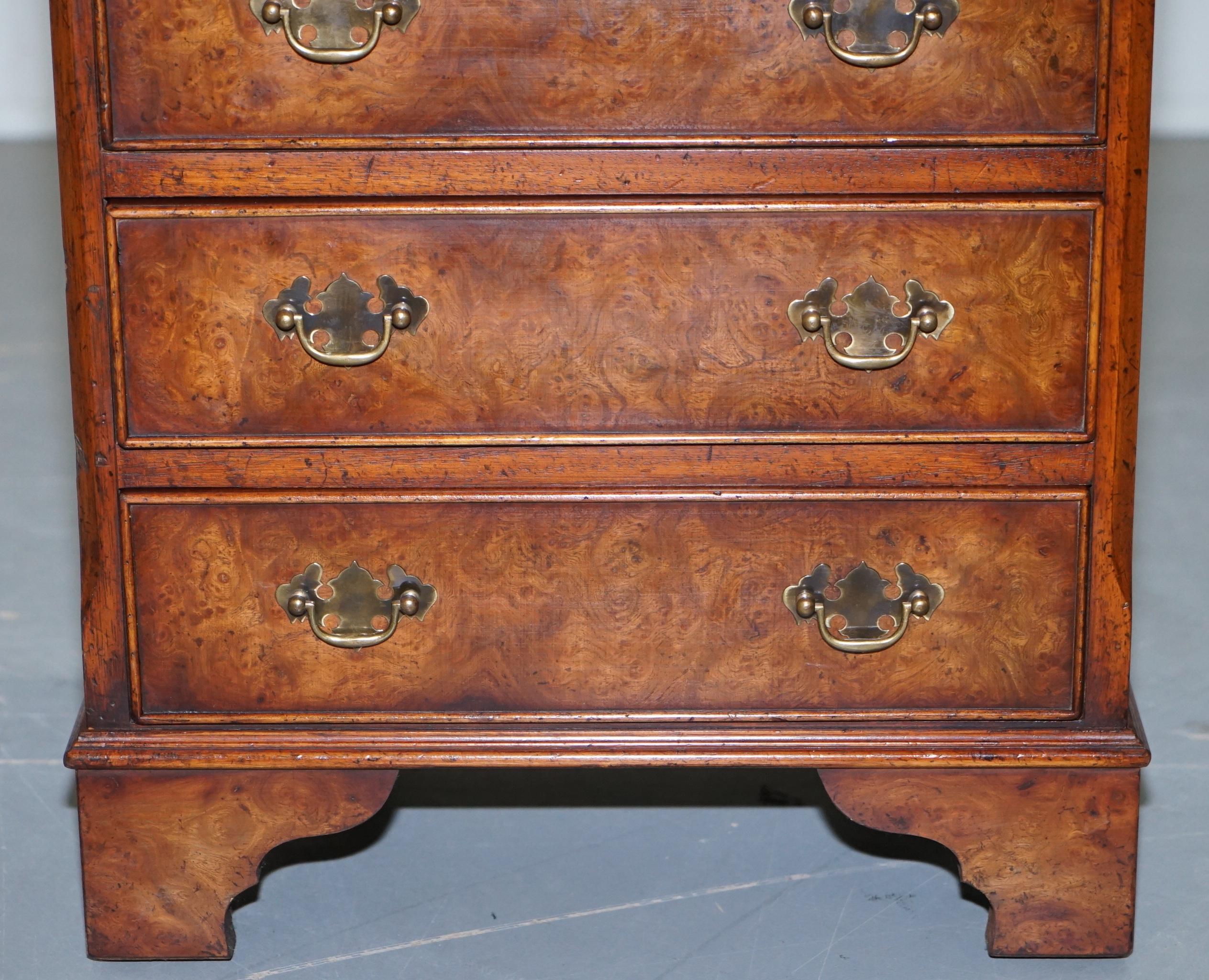 Stunning Small Burr Elm Chest of Drawers Lamp End Wine Bed Side Table Sized 1
