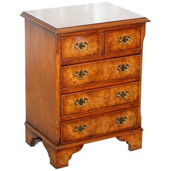 Stunning Small Burr Elm Chest of Drawers Lamp End Wine Bed Side Table Sized
