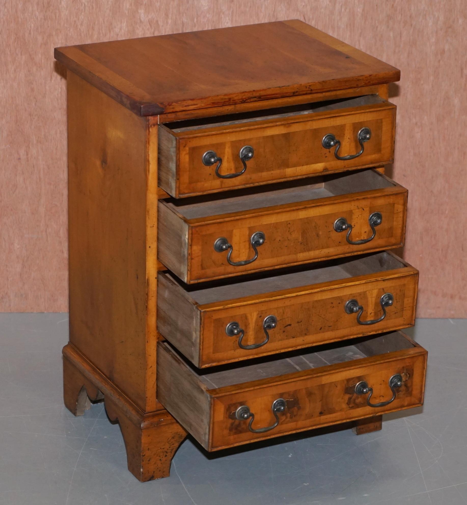 Stunning Small Burr Yew Chest of Drawers Lamp End Wine Bed Side Table Sized 5