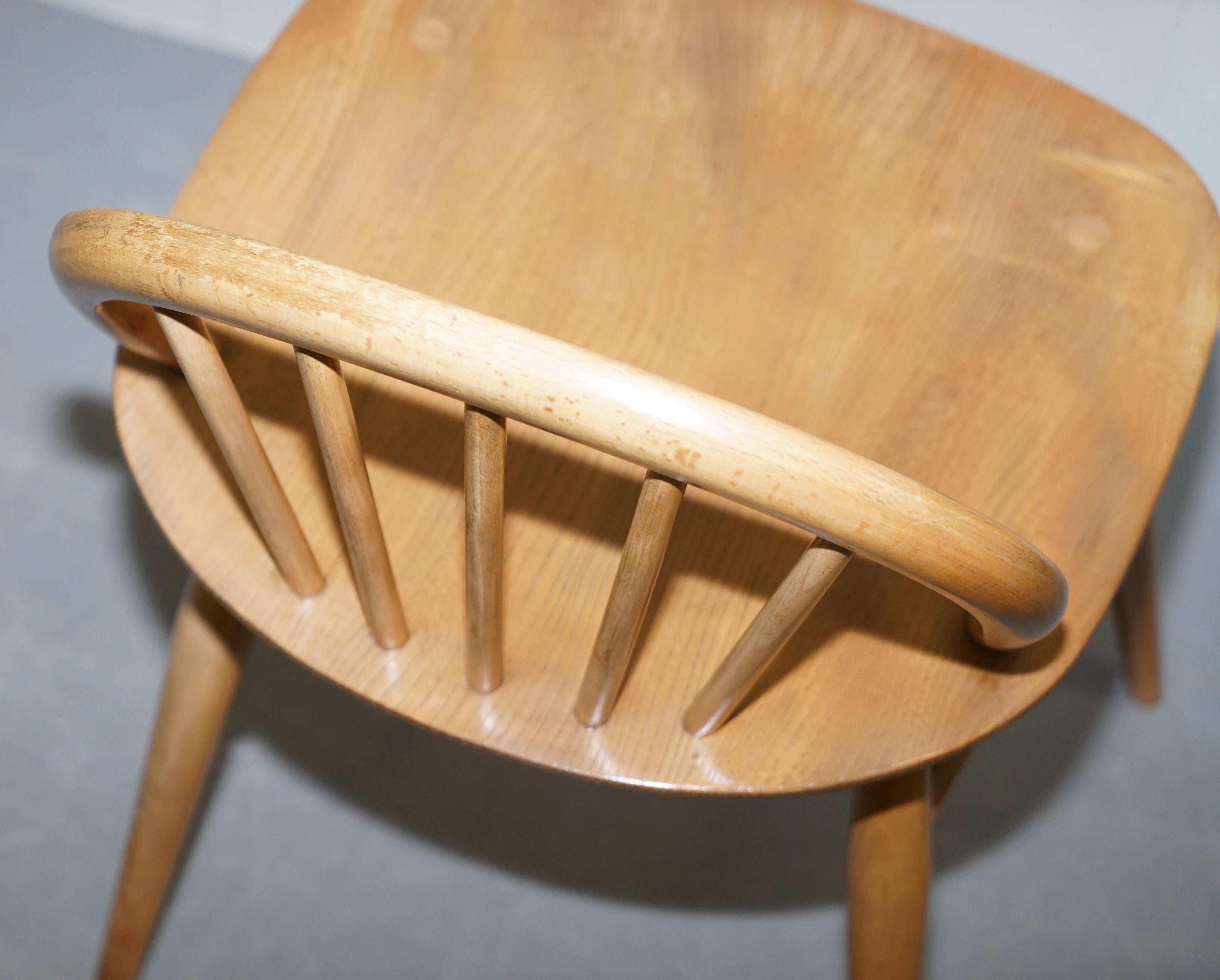 Stunning Small G Plan Ercol Blond Elm Wood Side Chair Dressing Table Stool 4
