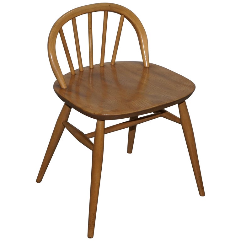 Stunning Small G Plan Ercol Blond Elm Wood Side Chair Dressing Table Stool For Sale At 1stdibs