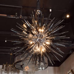 Stunning Smoked Grey Hand Blown Murano Glass Spiked Starburst Chandelier