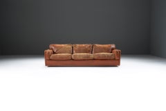Stunning Socrates sofa in patinated deep cognac leather by Poltrona Frau - Italy