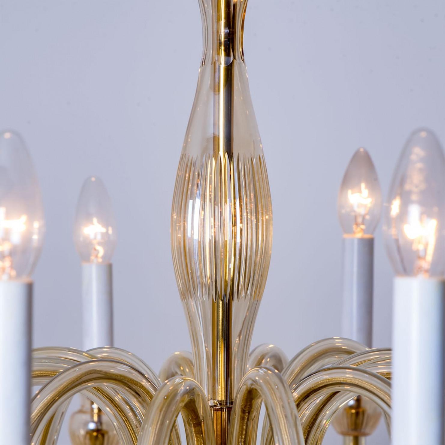 Stupendo lampadario in vetro di Murano color ambra morbida a 14 bracci, Italia 1960 in vendita 3