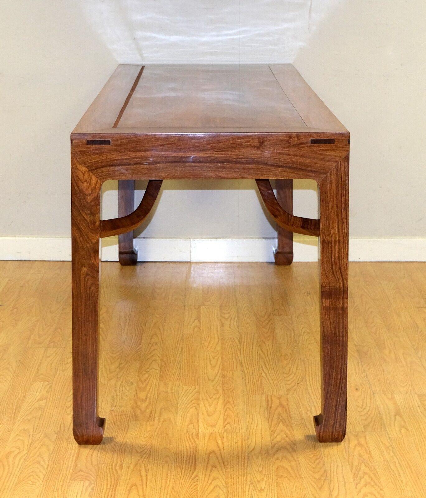 Chinese Chippendale Stunning Soft Brown Ming Elmwood Chinese Dining Table Raised on Horse Hoof Legs