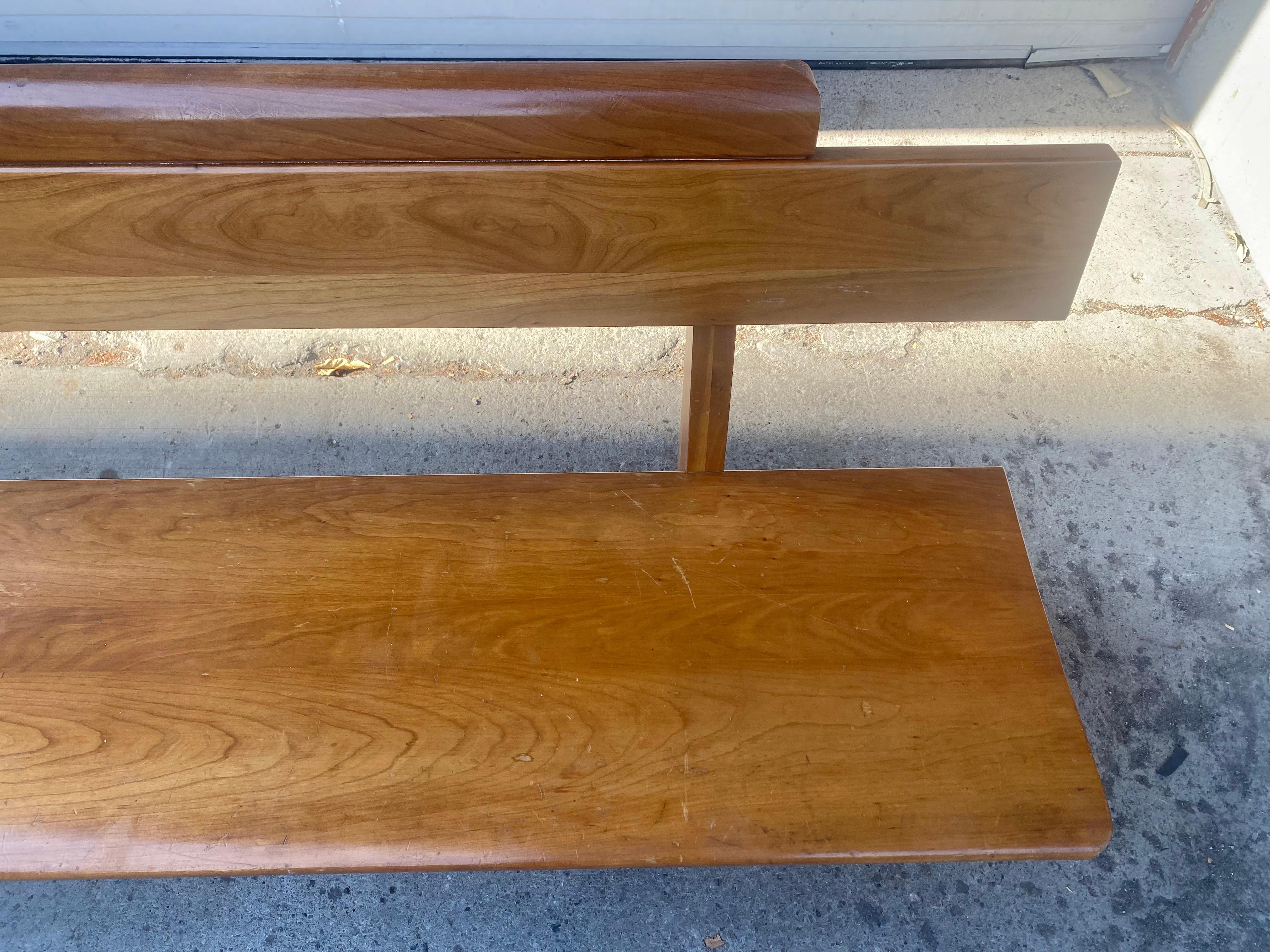 Stunning Solid Birch Modernist Church Pew / Bench, After Frank Lloyd Wright For Sale 1