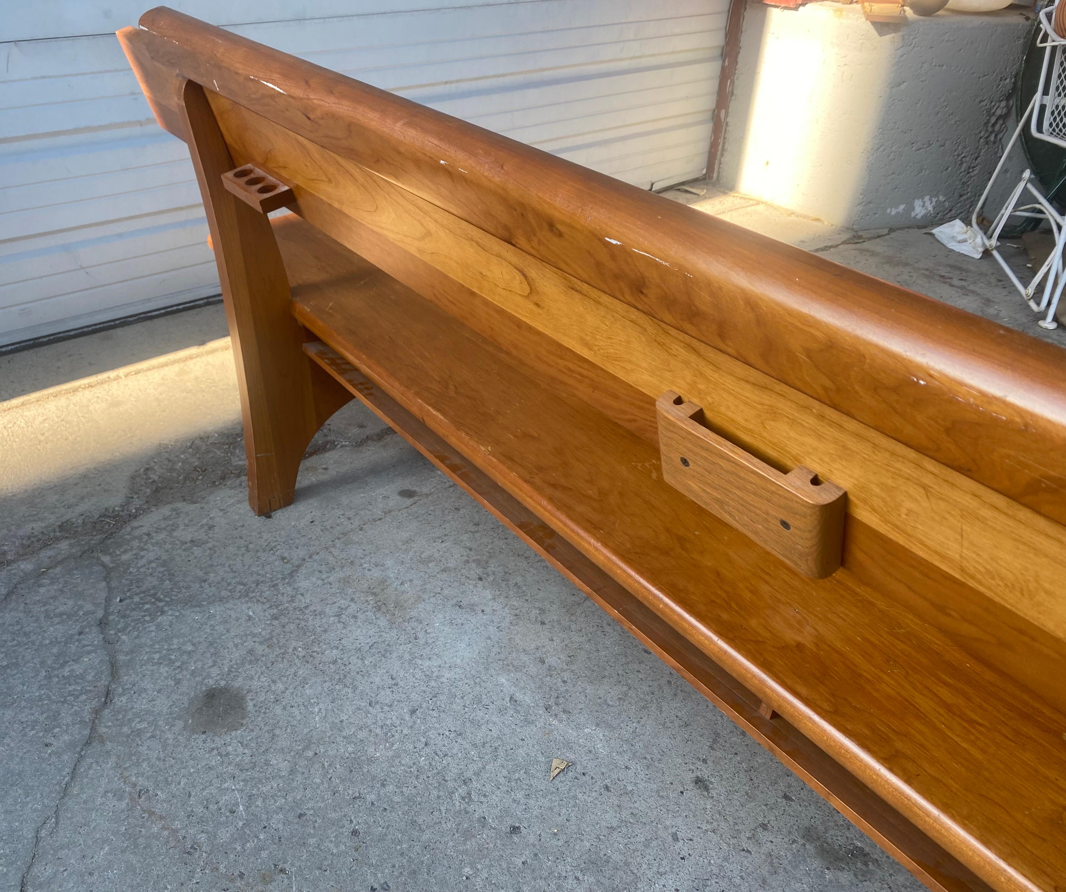 Stunning Solid Birch Modernist Church Pew / Bench, After Frank Lloyd Wright For Sale 6