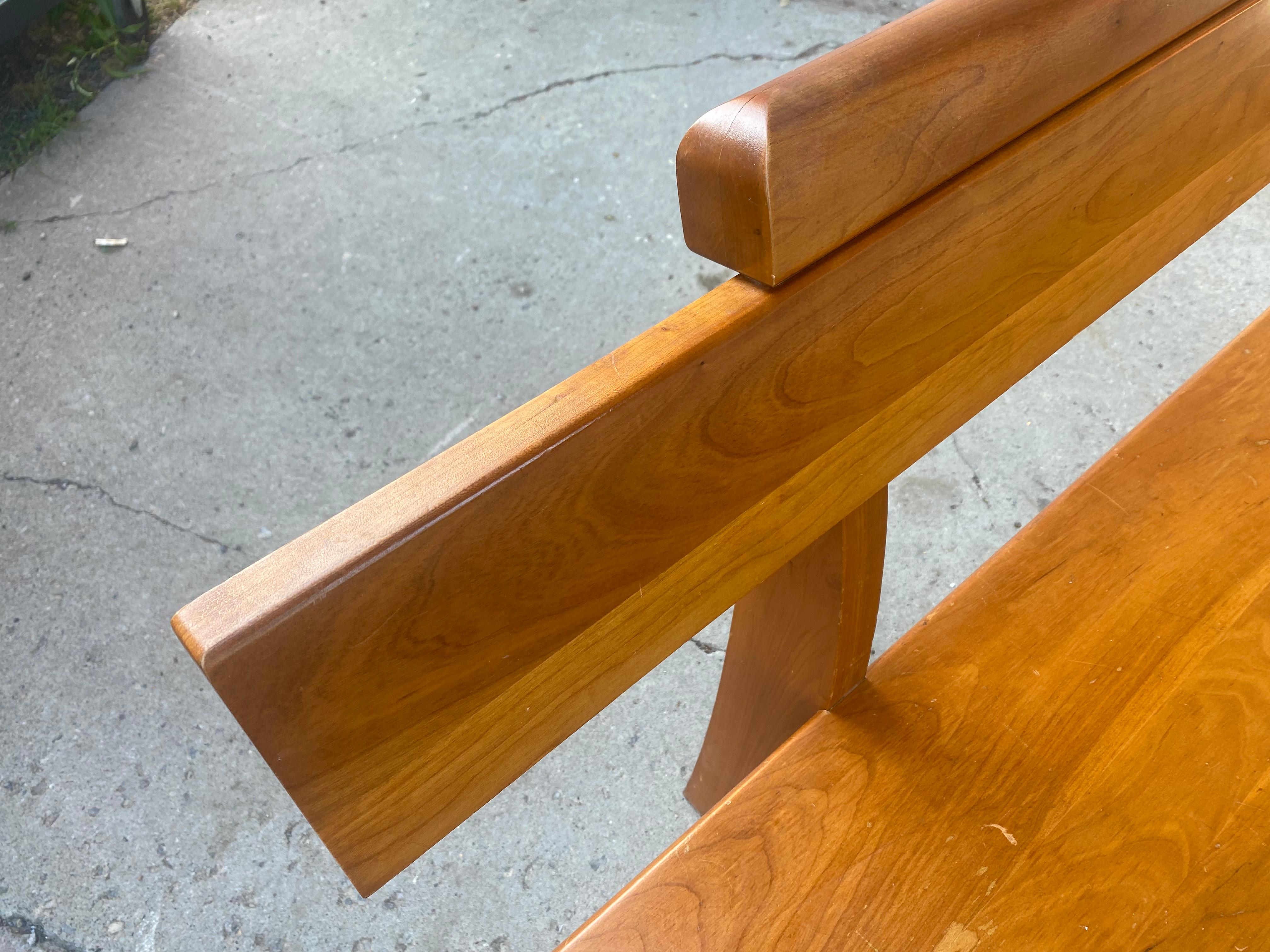 Stunning Solid Birch Modernist Church Pew / Bench, After Frank Lloyd Wright For Sale 8