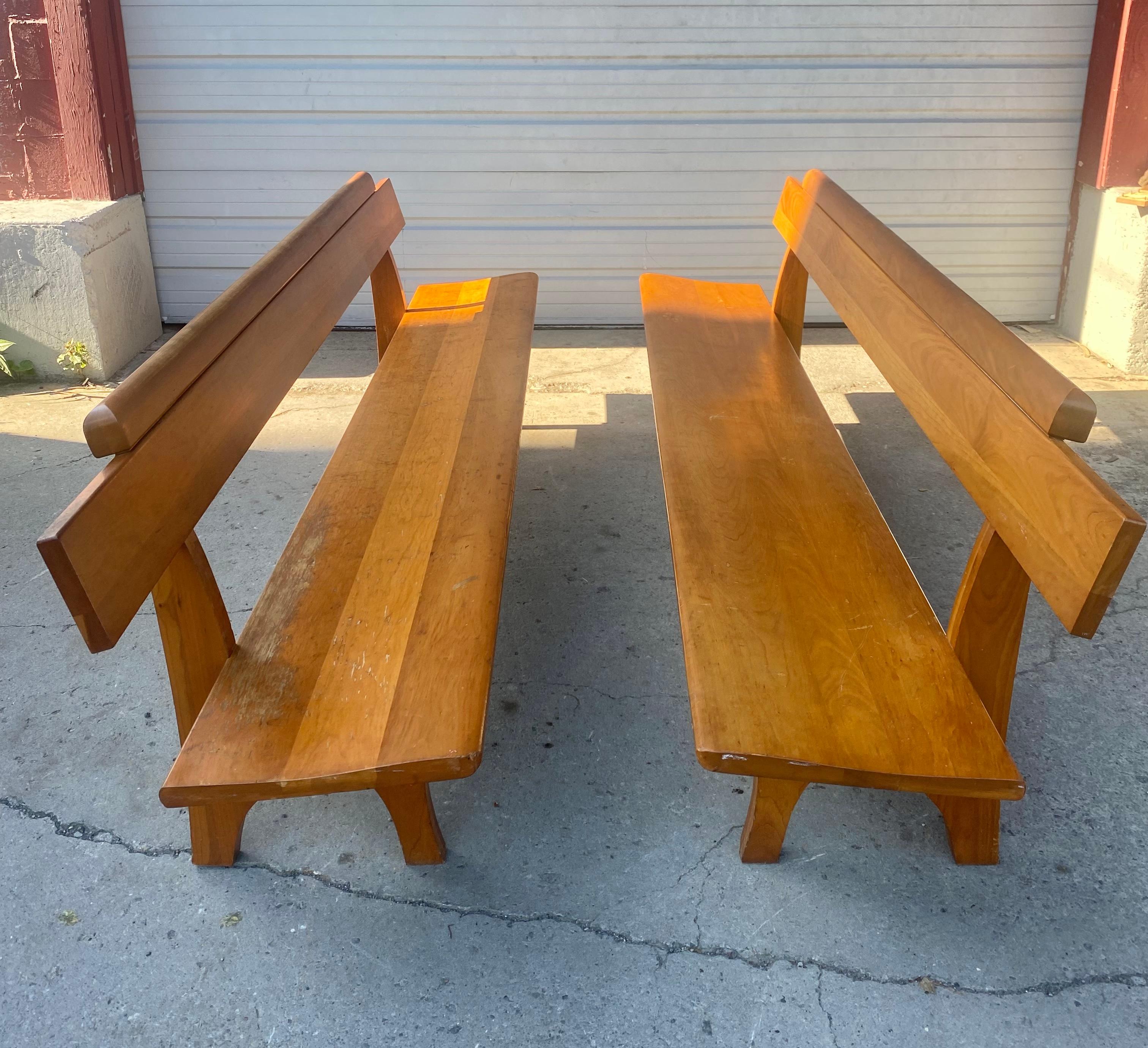 American Stunning Solid Birch Modernist Church Pew / Bench, After Frank Lloyd Wright For Sale