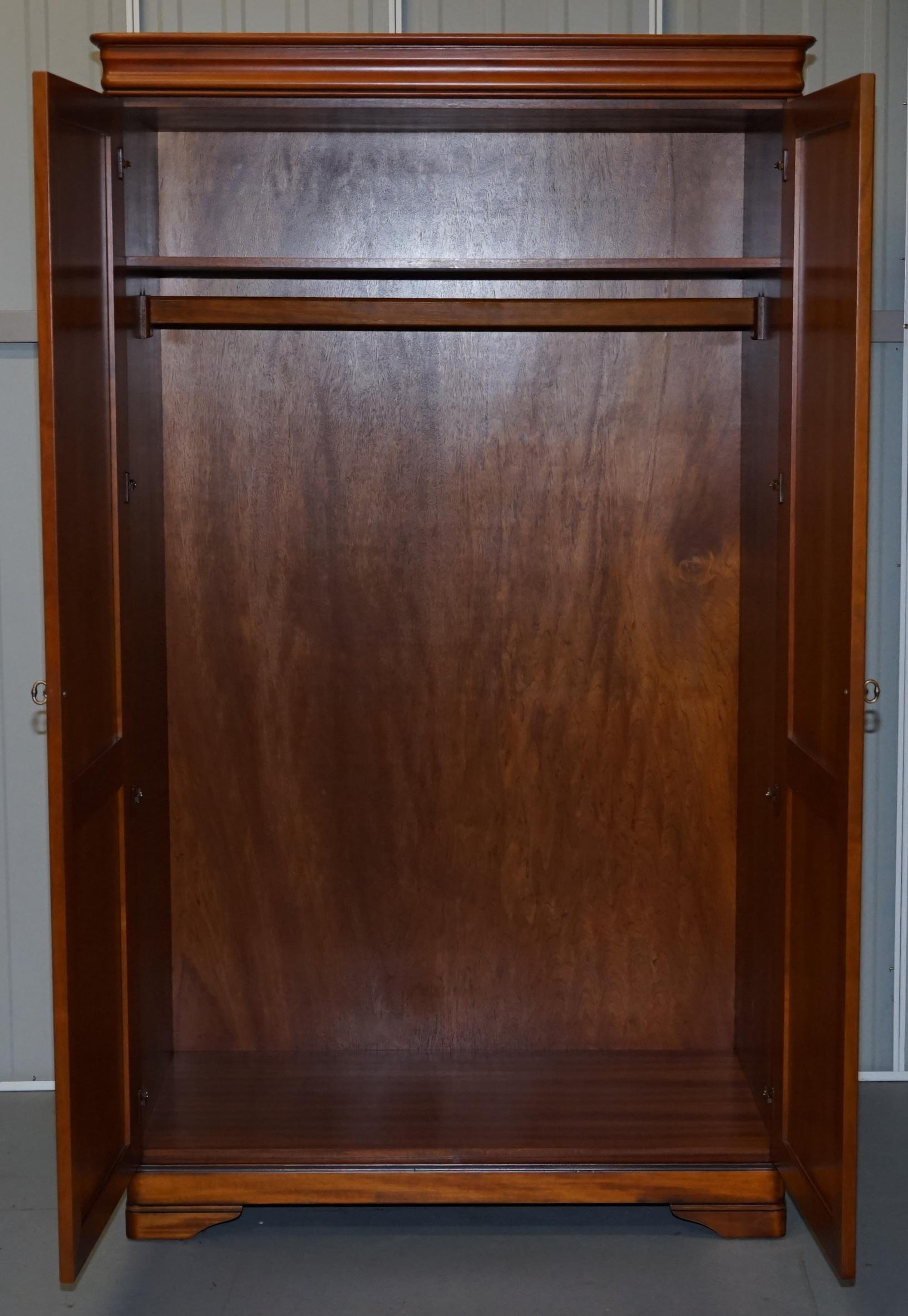 English Stunning Solid Cherry Wood Double Bank Wardrobe Part of a Large Suite Must See