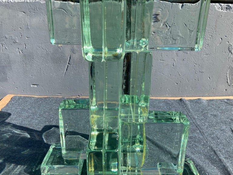 Stunning Solid Glass Block Table, Green, USA 1970s For Sale at 1stDibs
