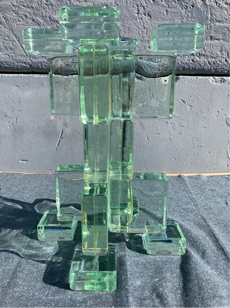 Stunning Solid Glass Block Table, Green, USA 1970s For Sale at 1stDibs