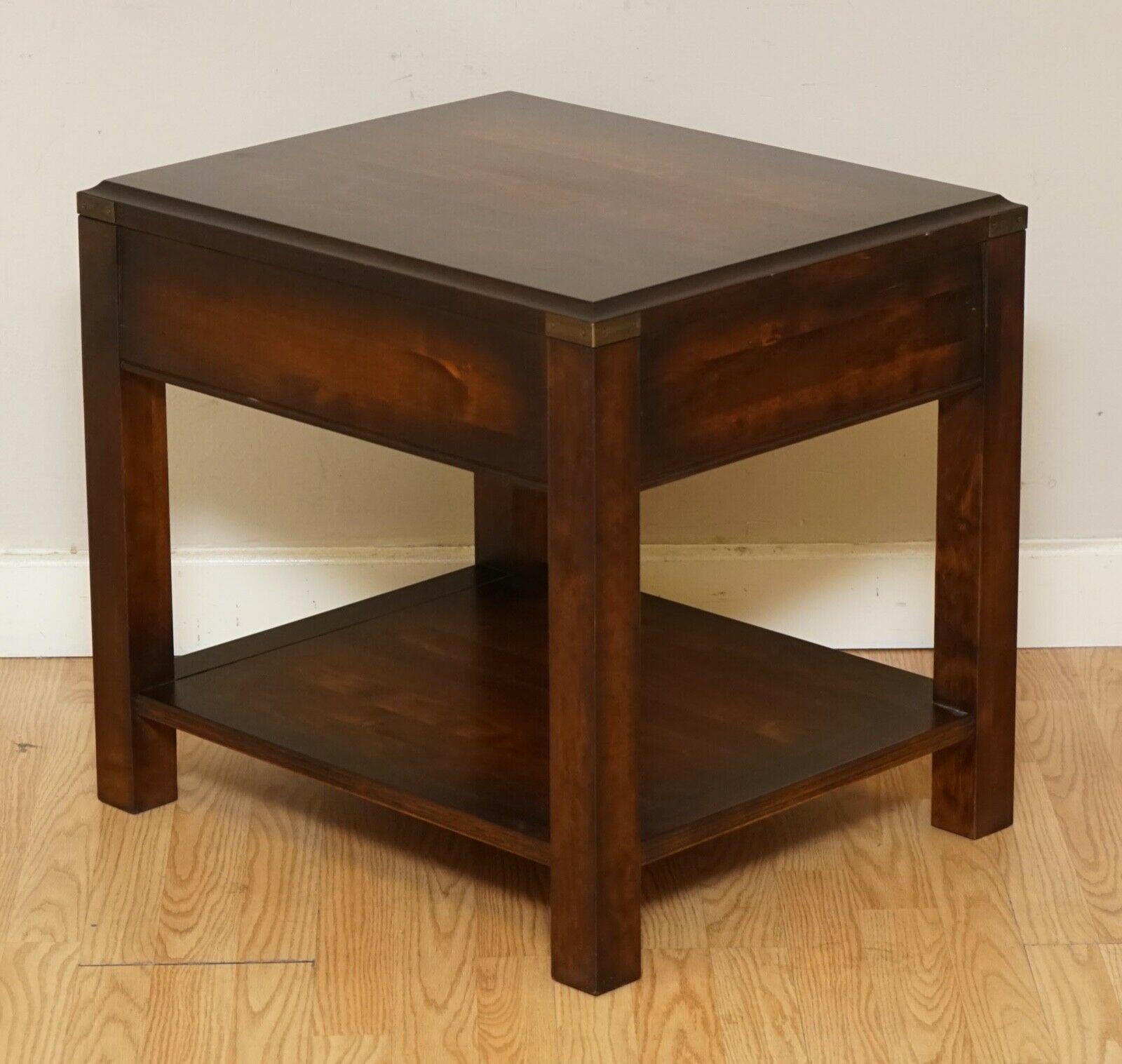 Stunning Solid Large Pair of Military Campaign Bedside Tables 1