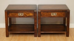 Stunning Solid Large Pair of Military Campaign Bedside Tables