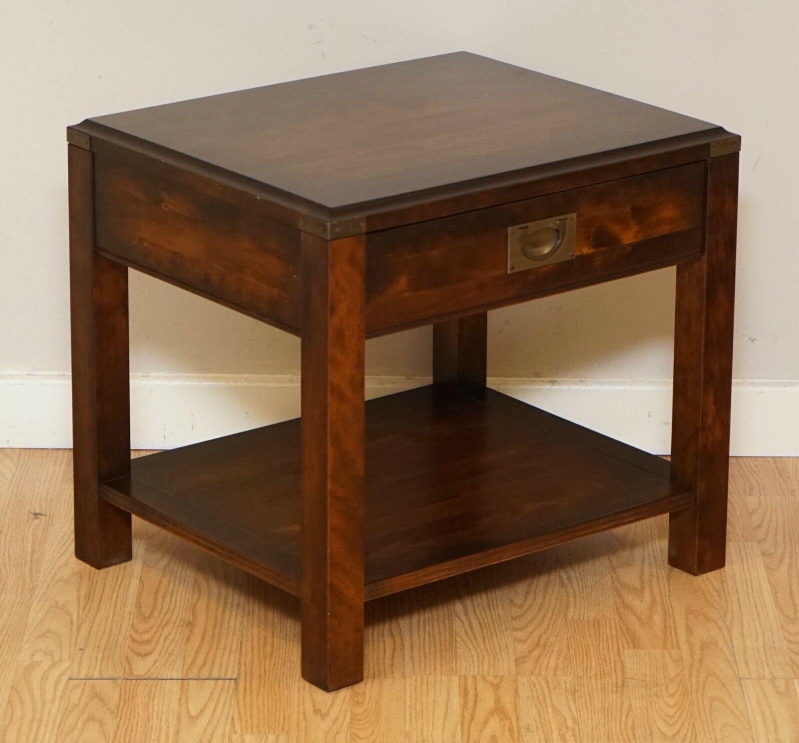 Wood Stunning Solid Large Pair of Military Campaign Bedside Tables