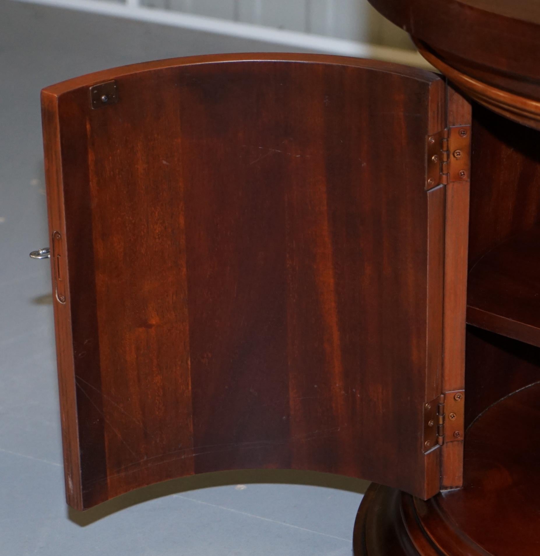 Stunning Solid Mahogany Ralph Lauren Polo Drum Side Lamp Wine Table Cupboard 2