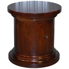 Stunning Solid Mahogany Ralph Lauren Polo Drum Side Lamp Wine Table Cupboard