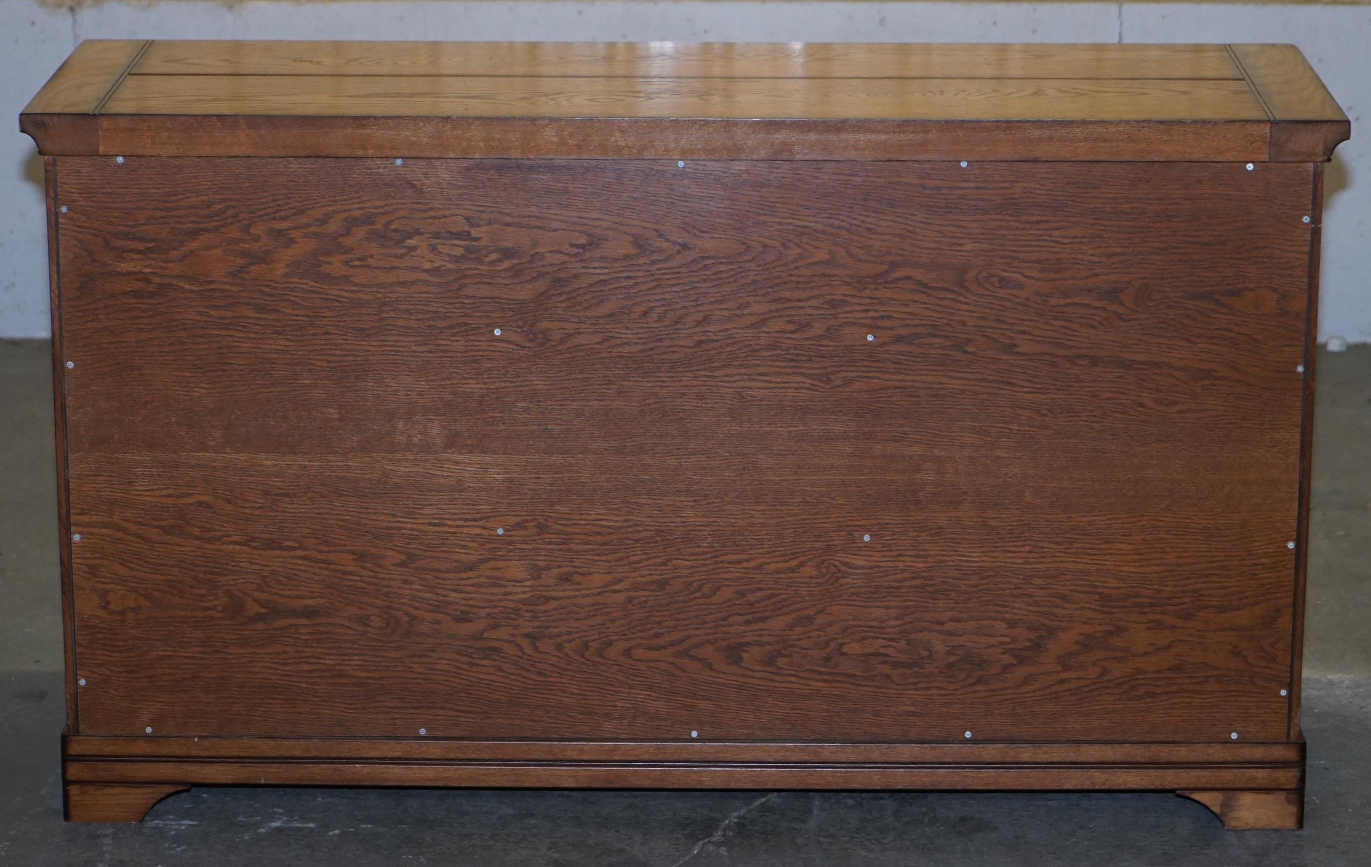 Stunning Solid Oak Vintage Campaign Style Sideboard with Drawers and Cupboards 7