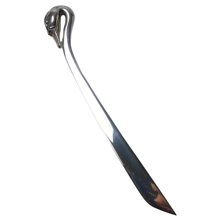 Stunning Solid Silver Swan Letter Opener by Sarah Jones For Sale at 1stDibs