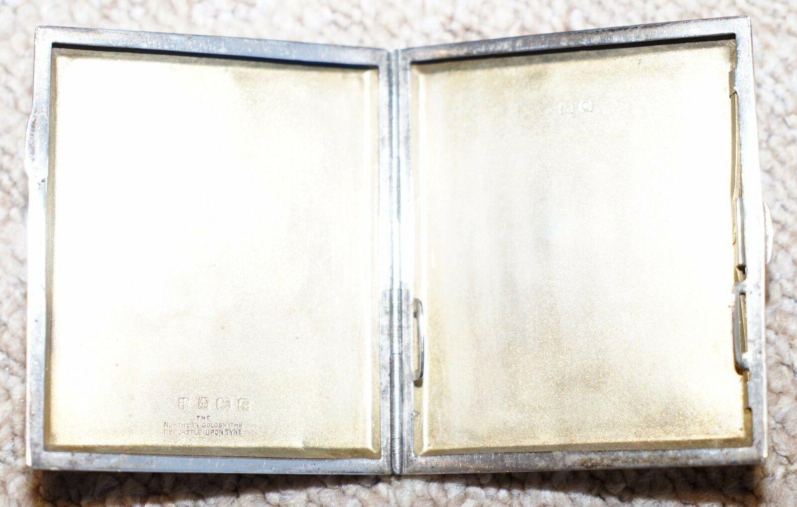 Stunning Solid Sterling Silver 1927 Gold Gilt Inside Cigarette Case Ng & Co For Sale 3