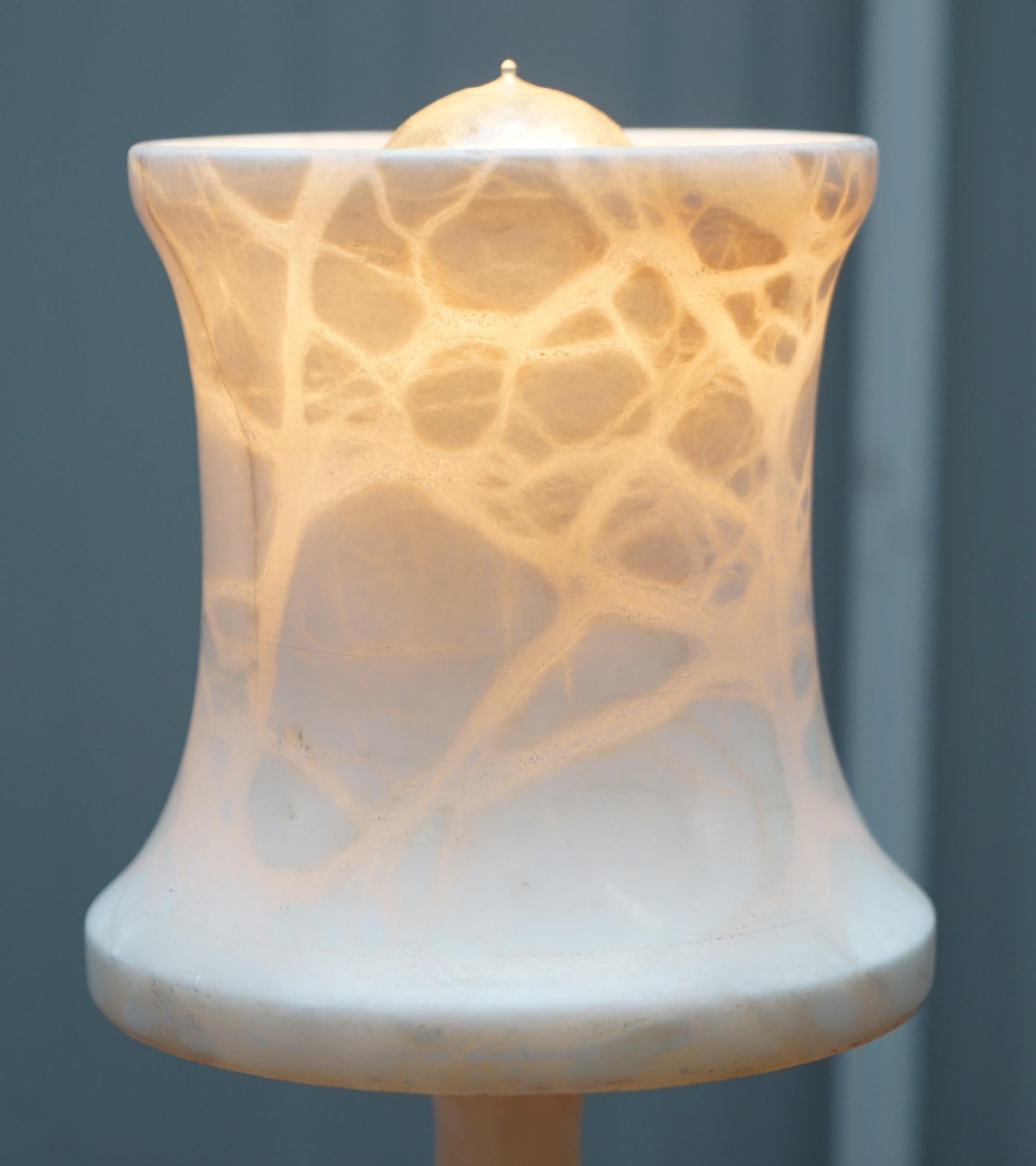 Hand-Crafted Stunning Solid Veined Marble Lamp Including Marble Shade, circa 1900 English