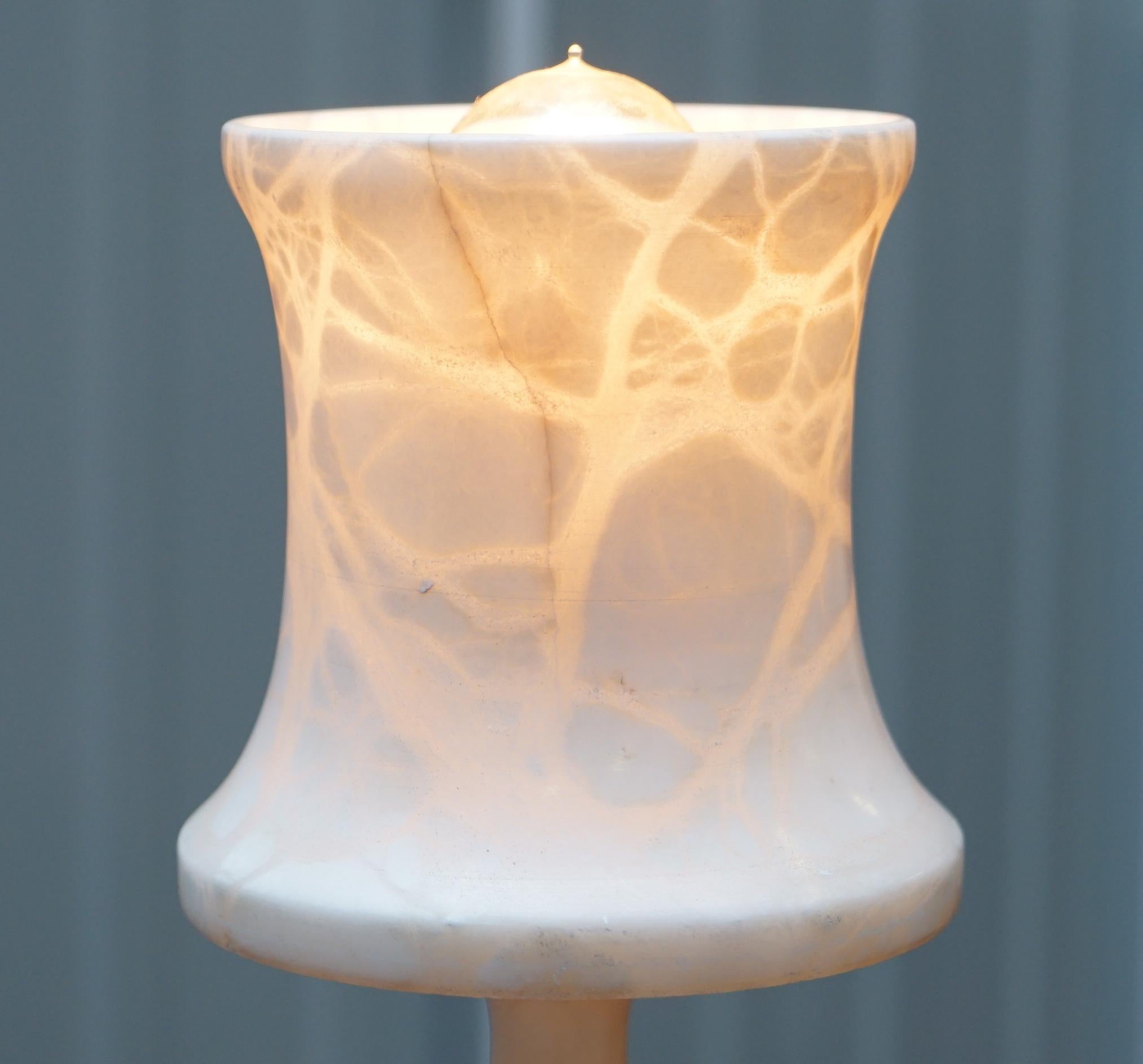 Early 20th Century Stunning Solid Veined Marble Lamp Including Marble Shade, circa 1900 English