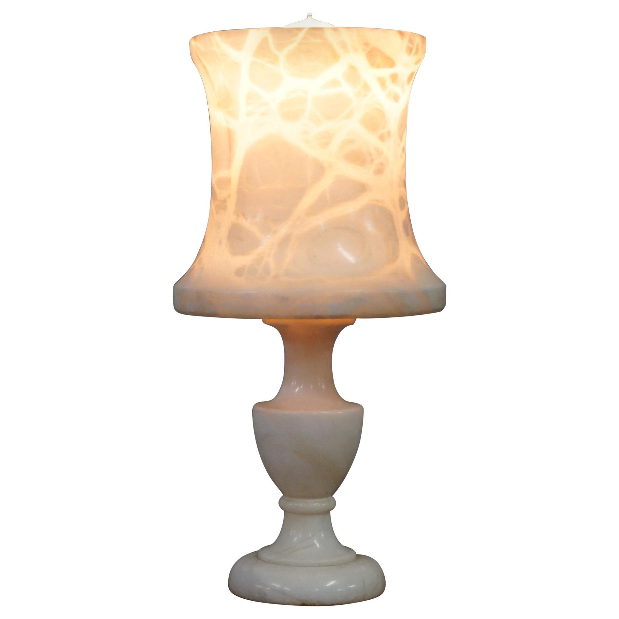 Stunning Solid Veined Marble Lamp Including Marble Shade, circa 1900 English
