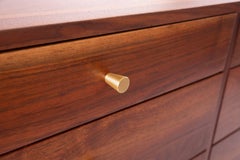Stunning Solid Walnut and Brass 12-Drawer Dresser