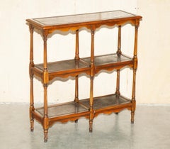 STUNNiNG SOLID WOOD & LEATHER EMBOSSED THEODORE ALEXANDER ETAGERE OPEN BOOKCASE