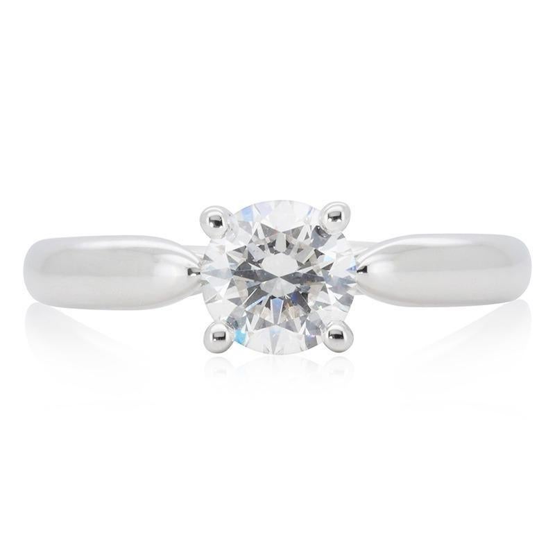 Women's Stunning Solitaire 18K White Gold Ring with 0.57 ct Natural Diamonds- GIA Cert For Sale