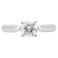 Stunning Solitaire 18K White Gold Ring with 0.57 ct Natural Diamonds- GIA Cert