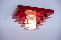 Stunning Space Age Lamp in Pyramid Shape Made of Metal and Glass, 1960s
